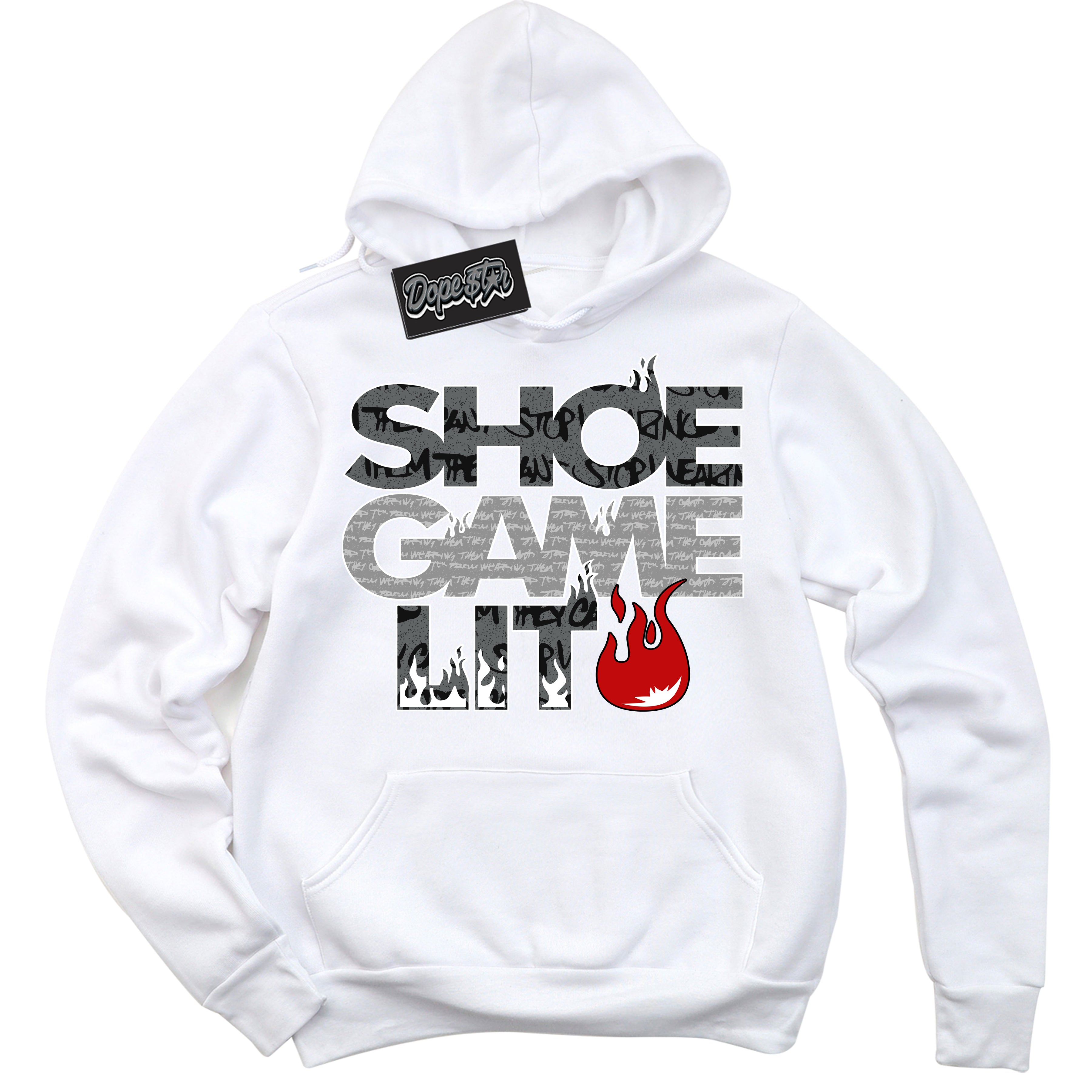 Cool White Hoodie with “ Shoe Game Lit '' design that Perfectly Matches Rebellionaire 1s Sneakers.