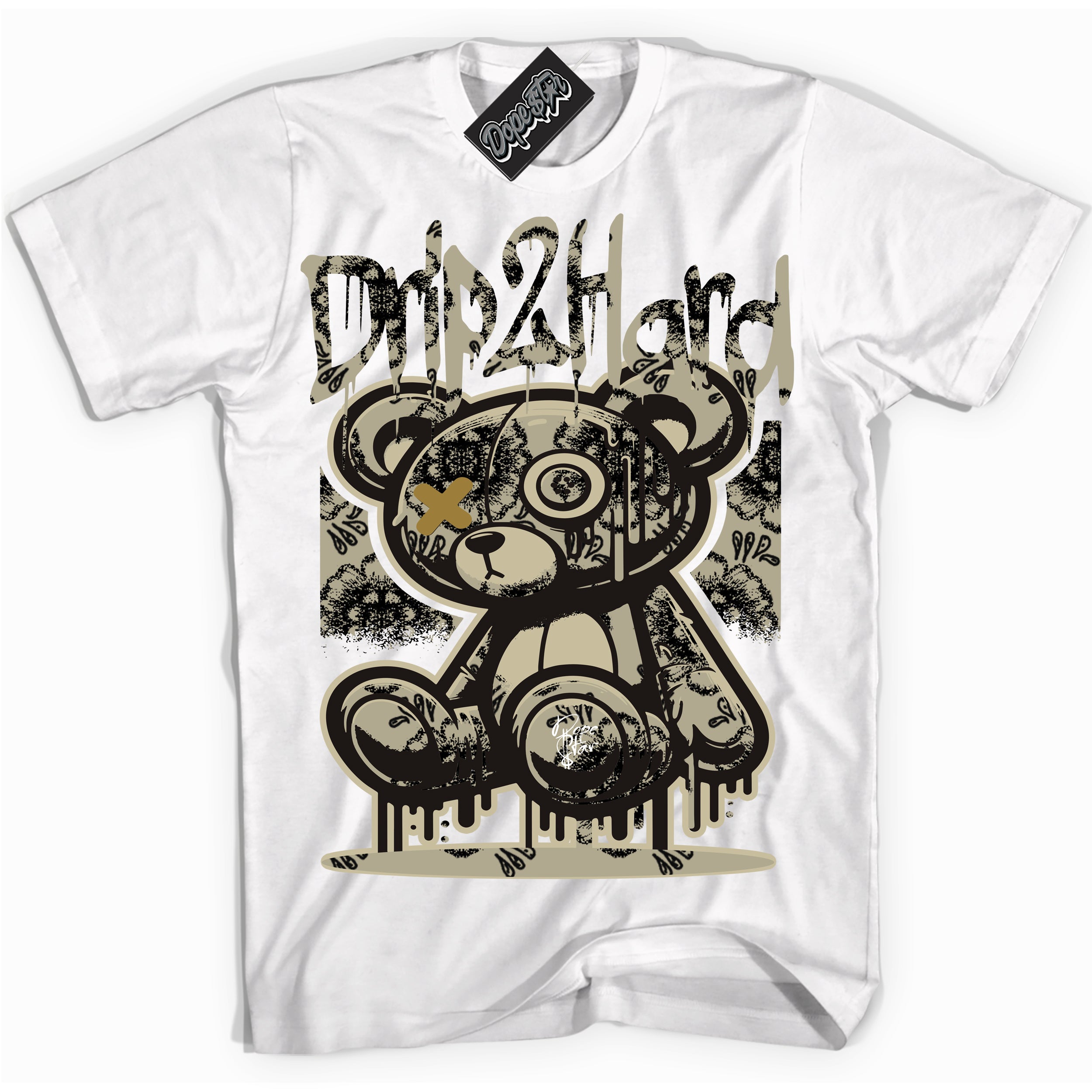 Cool White graphic tee with “ Drip 2 Hard ” design, that perfectly matches Día de Muertos 1s