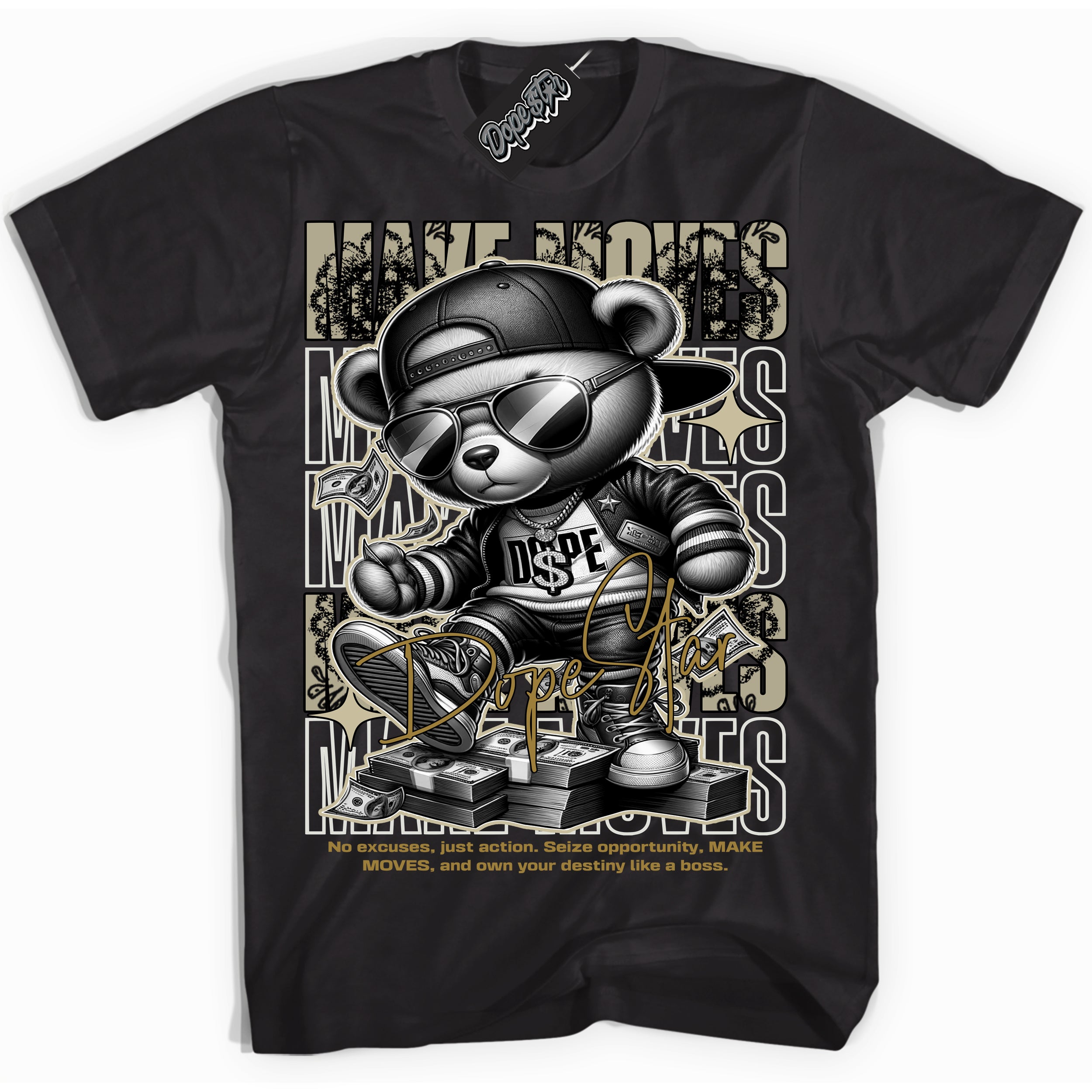 Cool Black Shirt with “ Makin Moves” design that perfectly matches Dia De Muertos 1s Sneakers.
