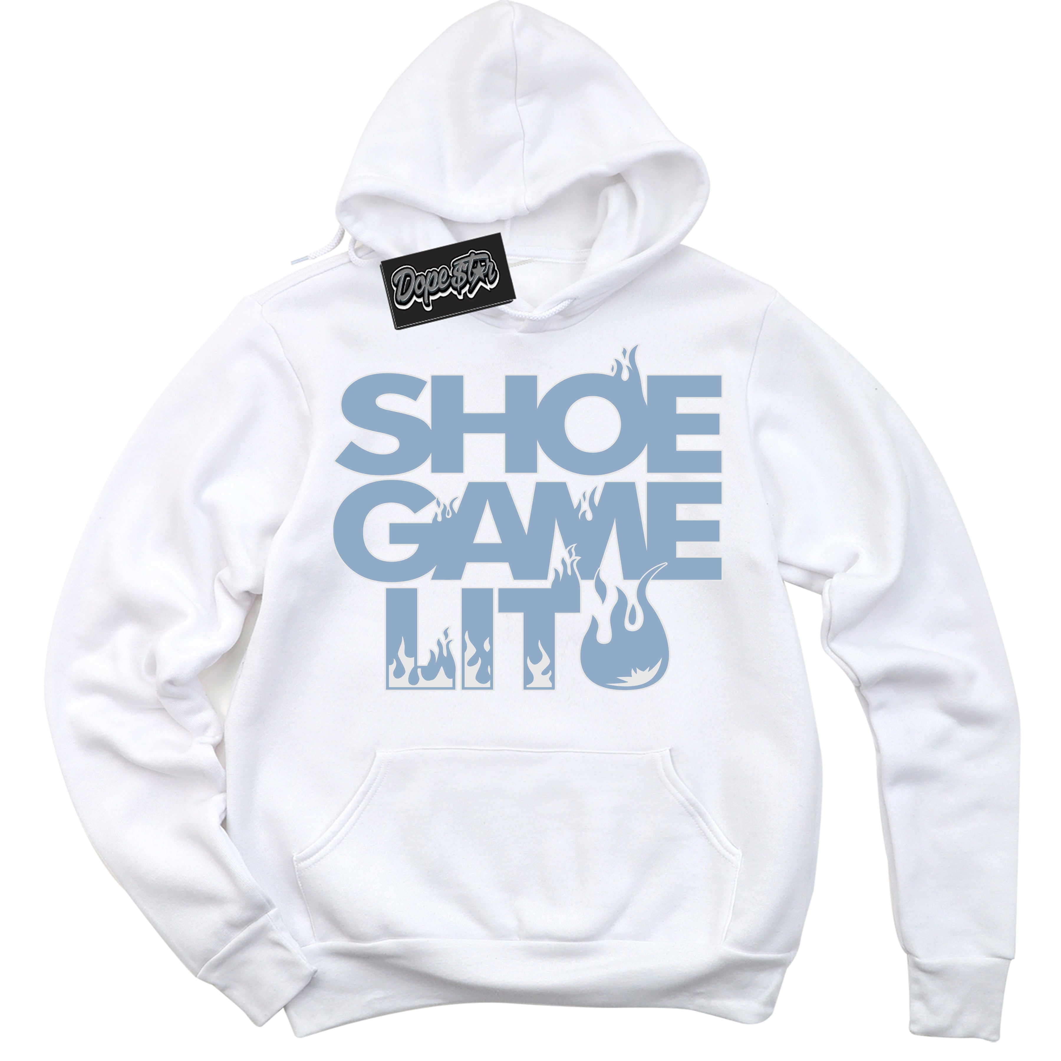 Cool White Hoodie with “ Shoe Game Lit '' design that Perfectly Matches Aluminum 1s Sneakers.