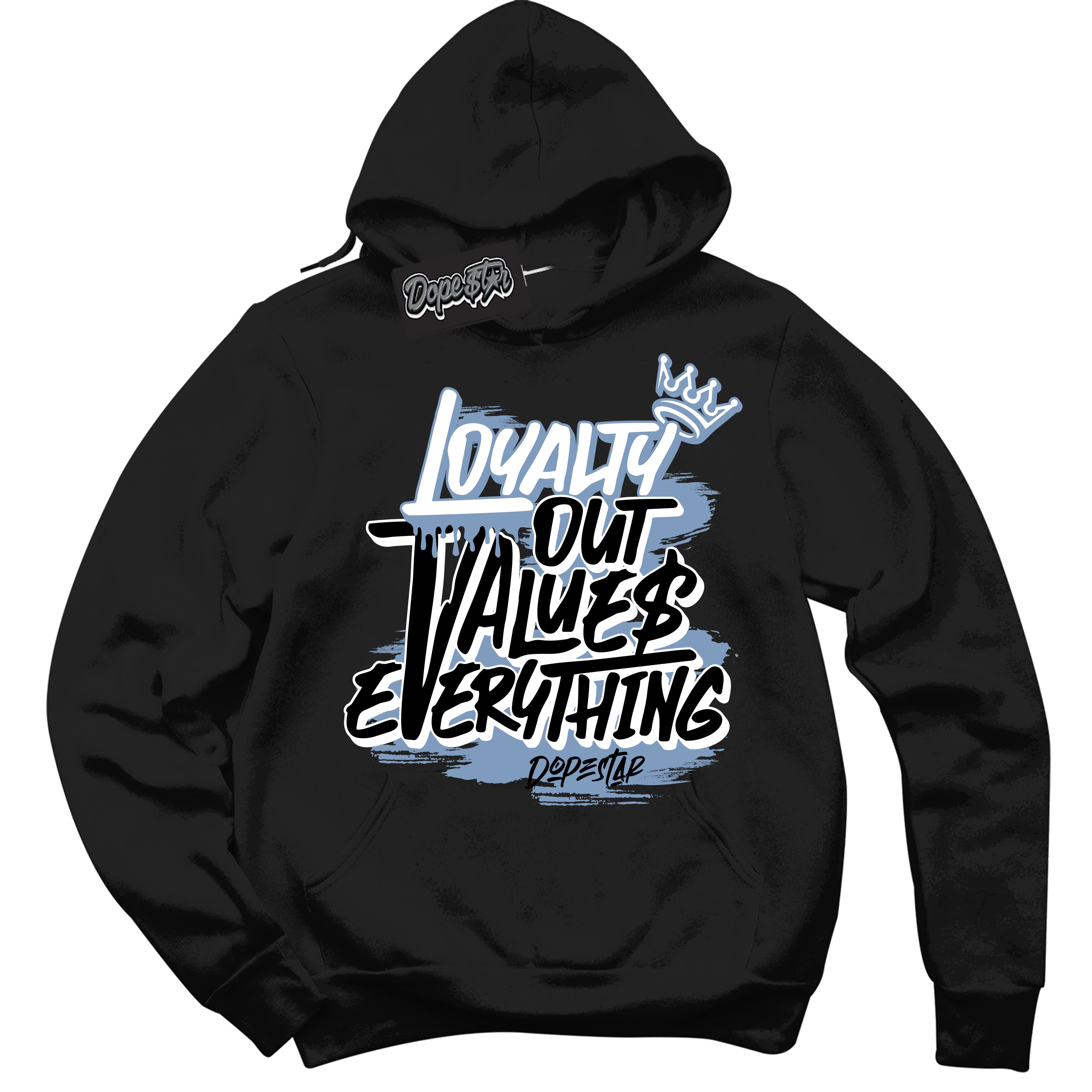 Cool Black Hoodie with “ Loyalty Out Values Everything ” design that Perfectly Matches Concord 1s Sneakers.