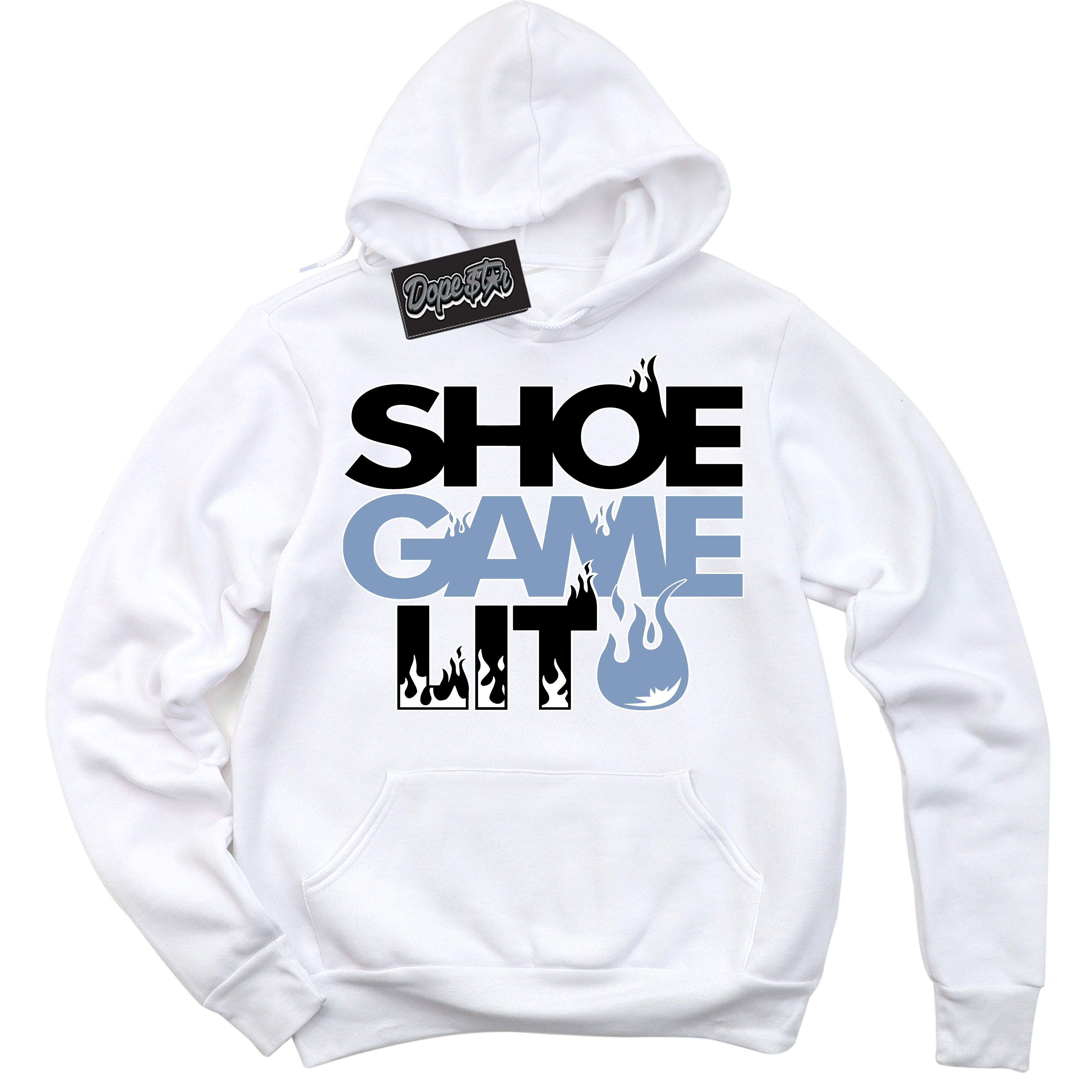 Cool White Hoodie with “ Shoe Game Lit '' design that Perfectly Matches Concord 1s Sneakers.