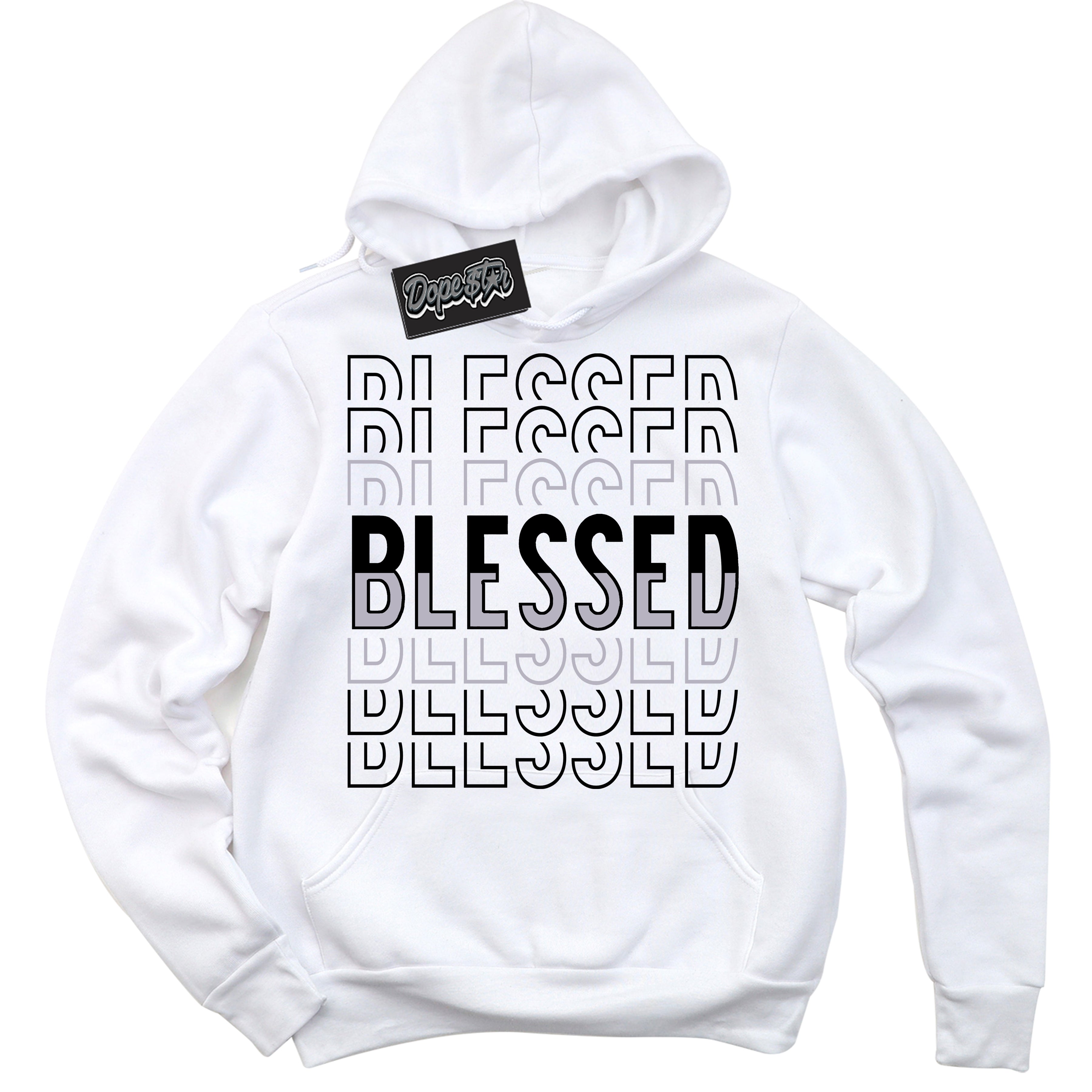 Cool White Hoodie with “ Blessed Stacked ” design that Perfectly Matches OG Barons 1s Jordans.