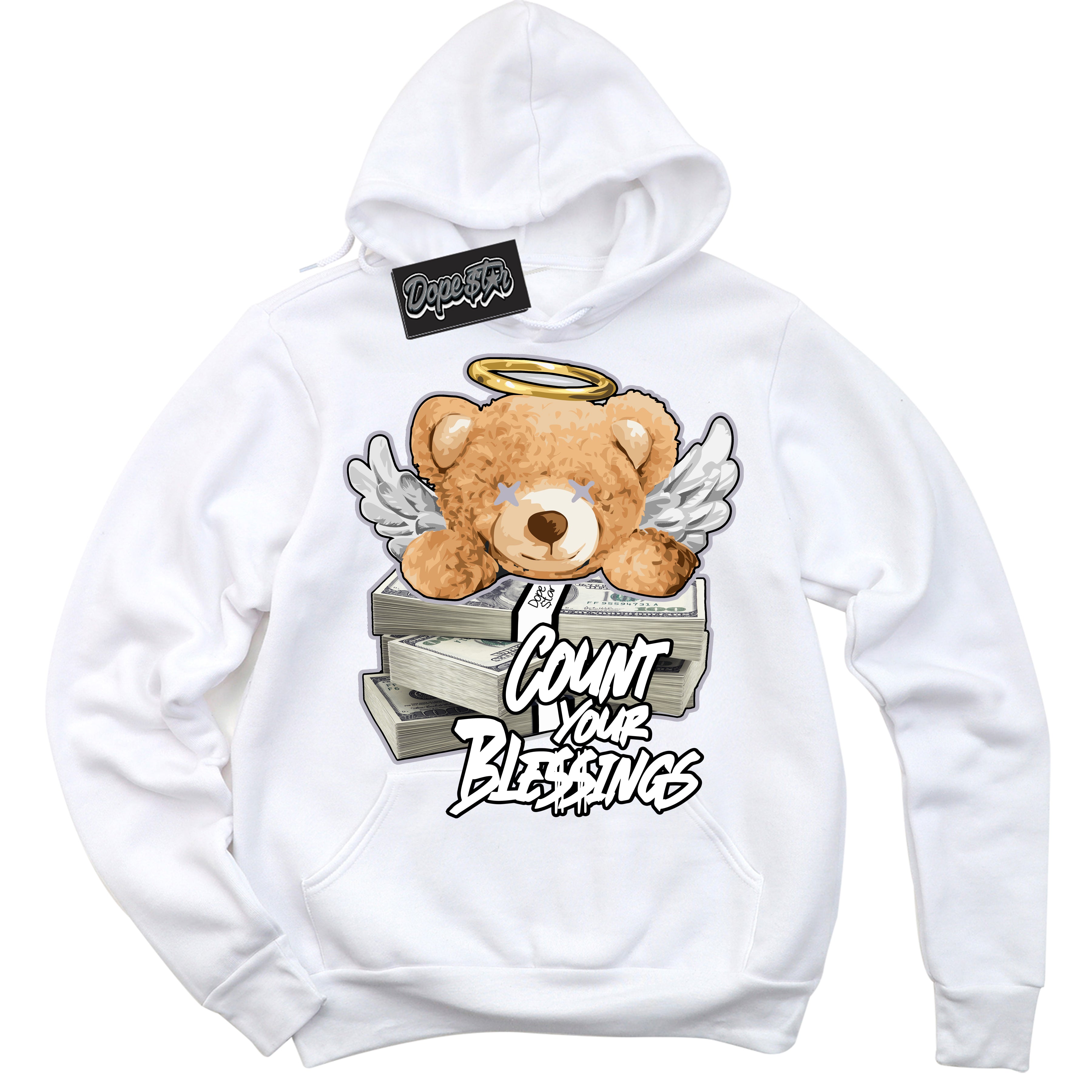 Cool White Hoodie with “ Count Your Blessings ” design that Perfectly Matches OG Barons 1s Jordans.