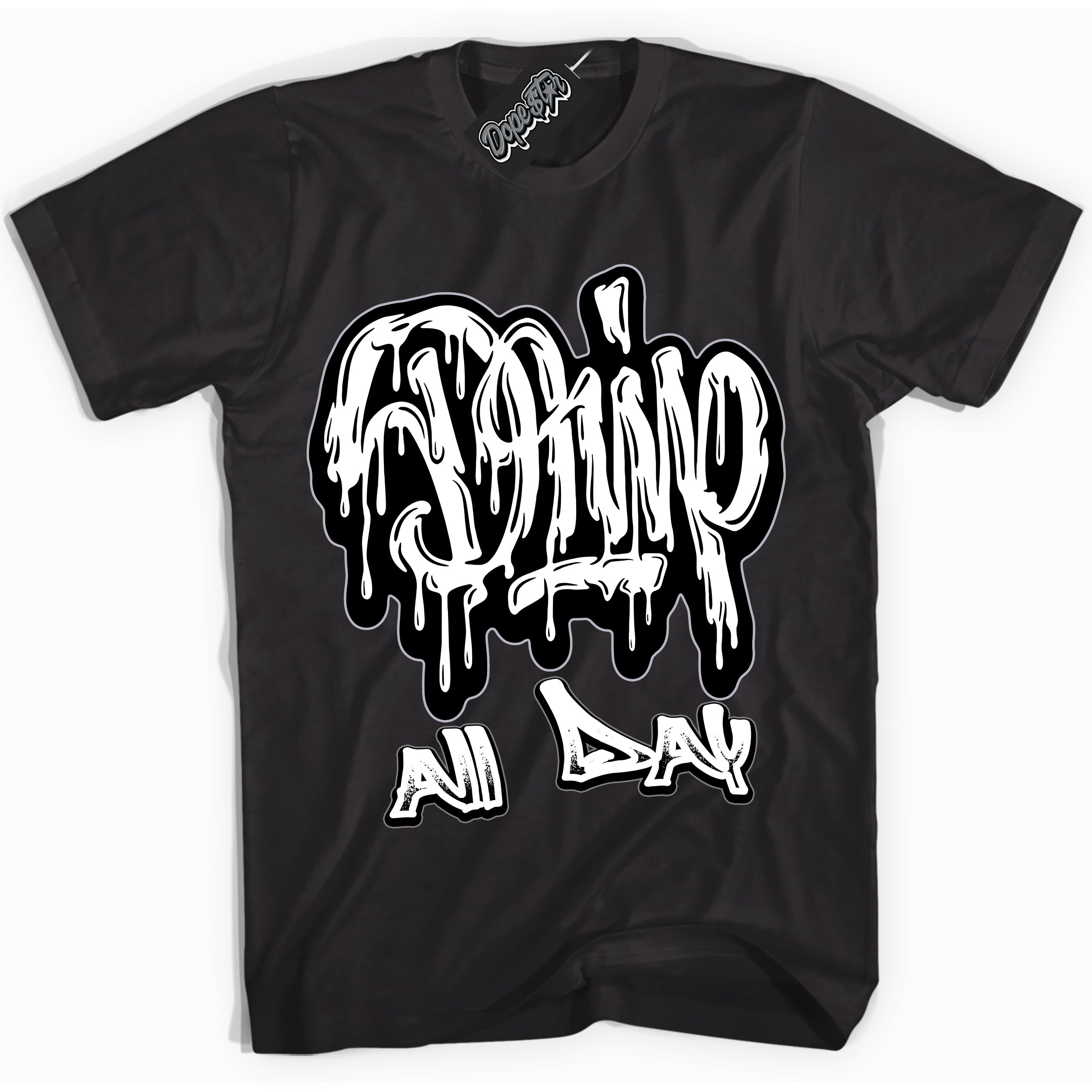 Cool Black Shirt with “ Drip All Day ” design that perfectly matches OG Barons 1s Jordans.