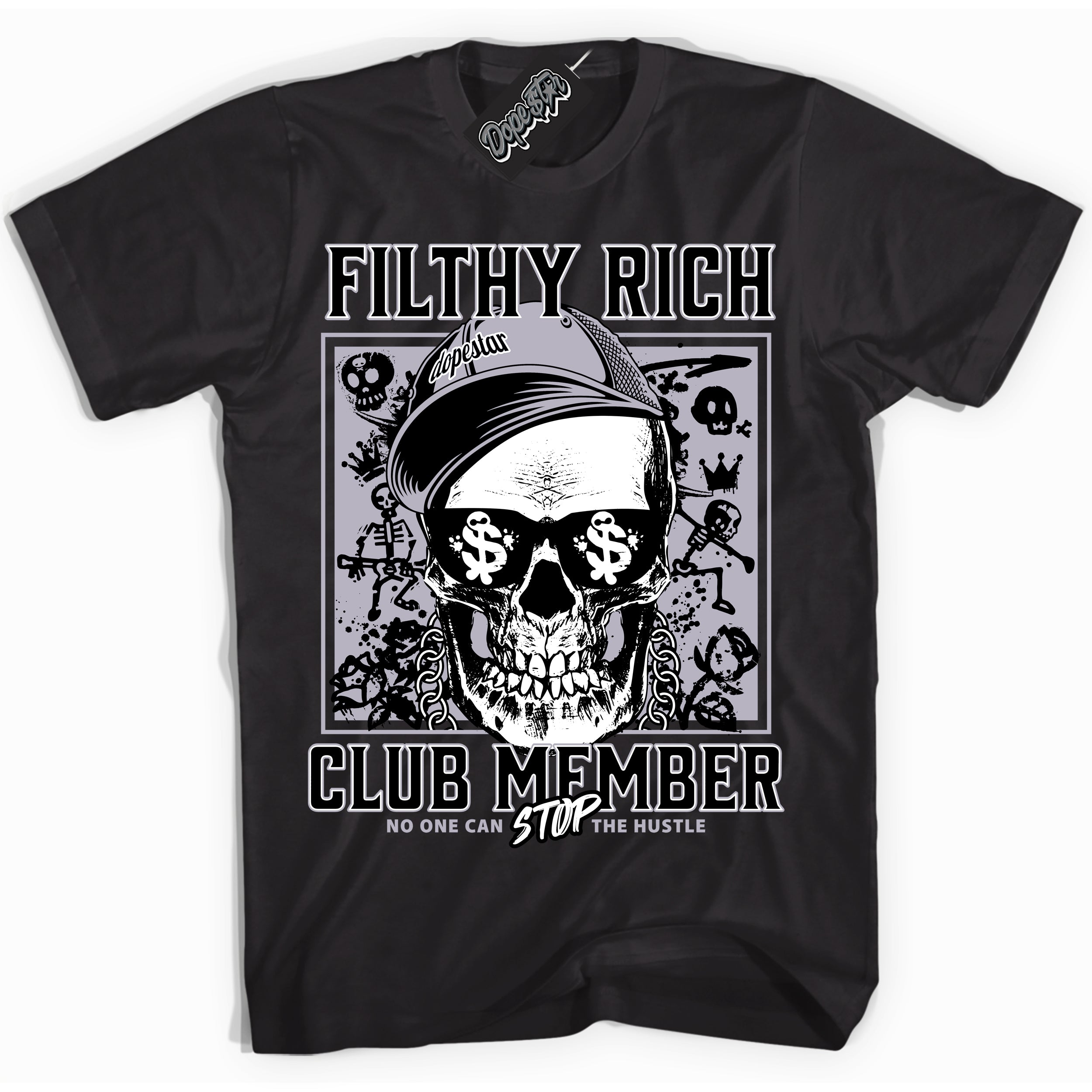 Cool Black Shirt with “ Filthy Rich ” design that perfectly matches OG Barons 1s Jordans.
