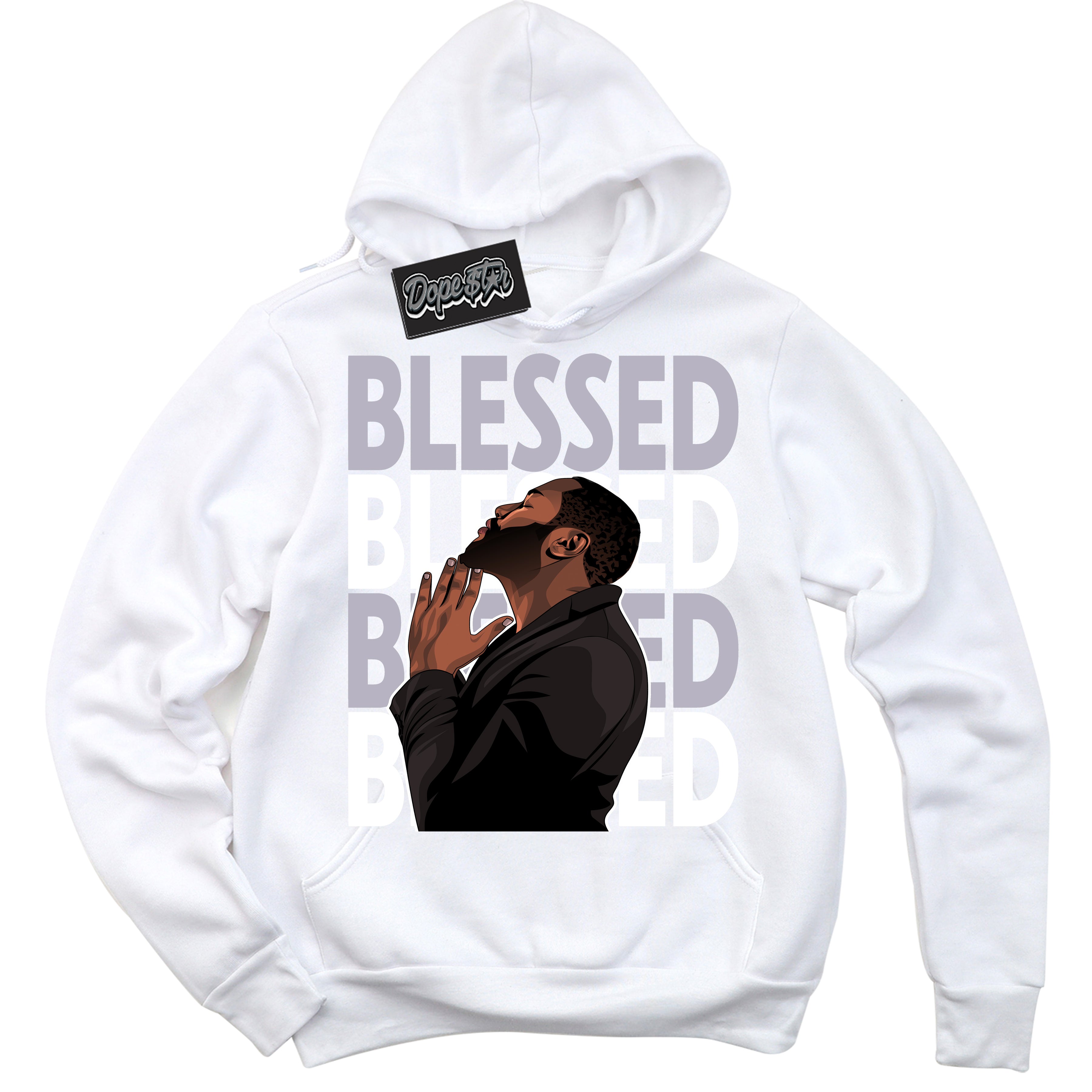 Cool White Hoodie with “ God Blessed ” design that Perfectly Matches OG Barons 1s Jordans.