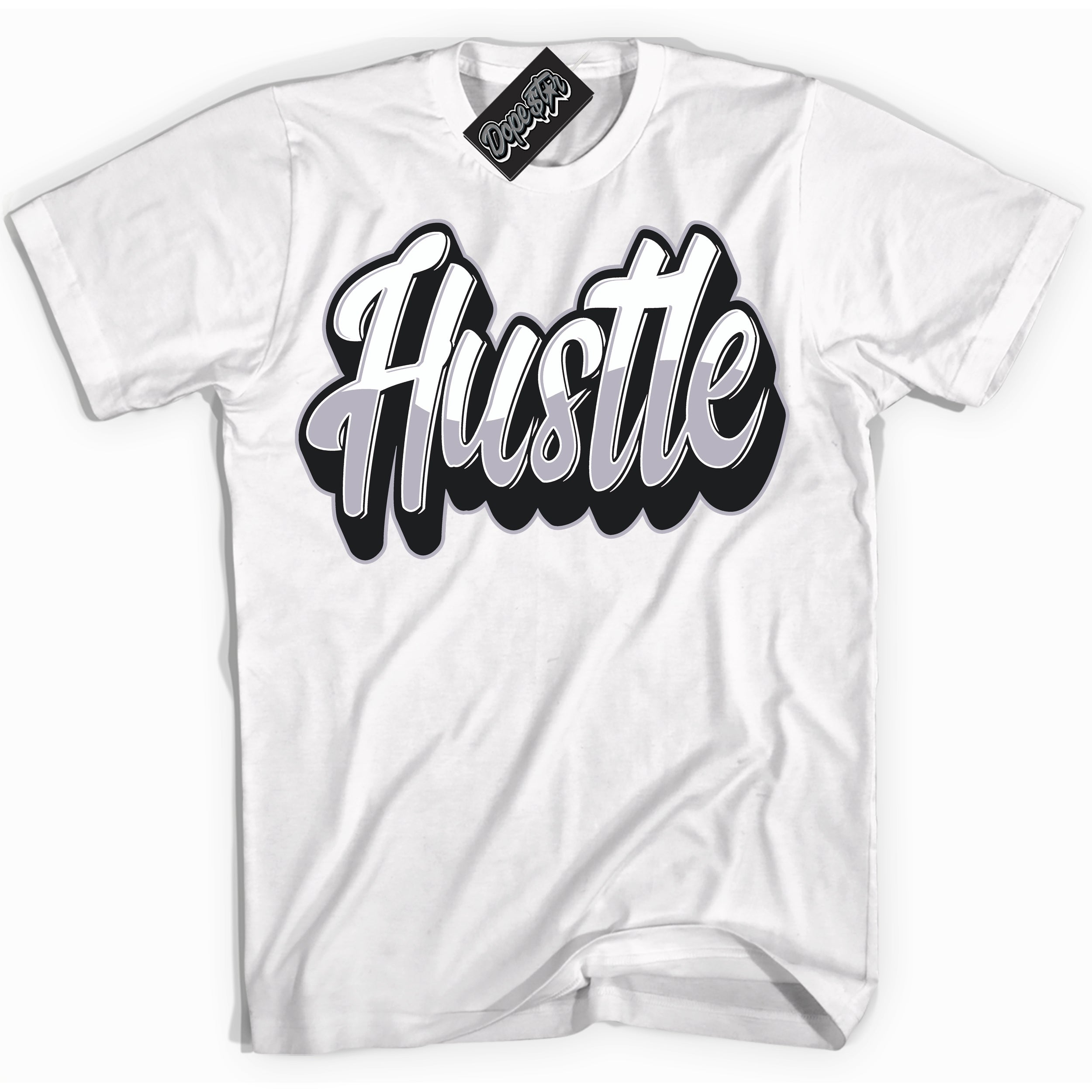 Cool White Shirt with “ Hustle ” design that perfectly matches OG Barons 1s Jordans.