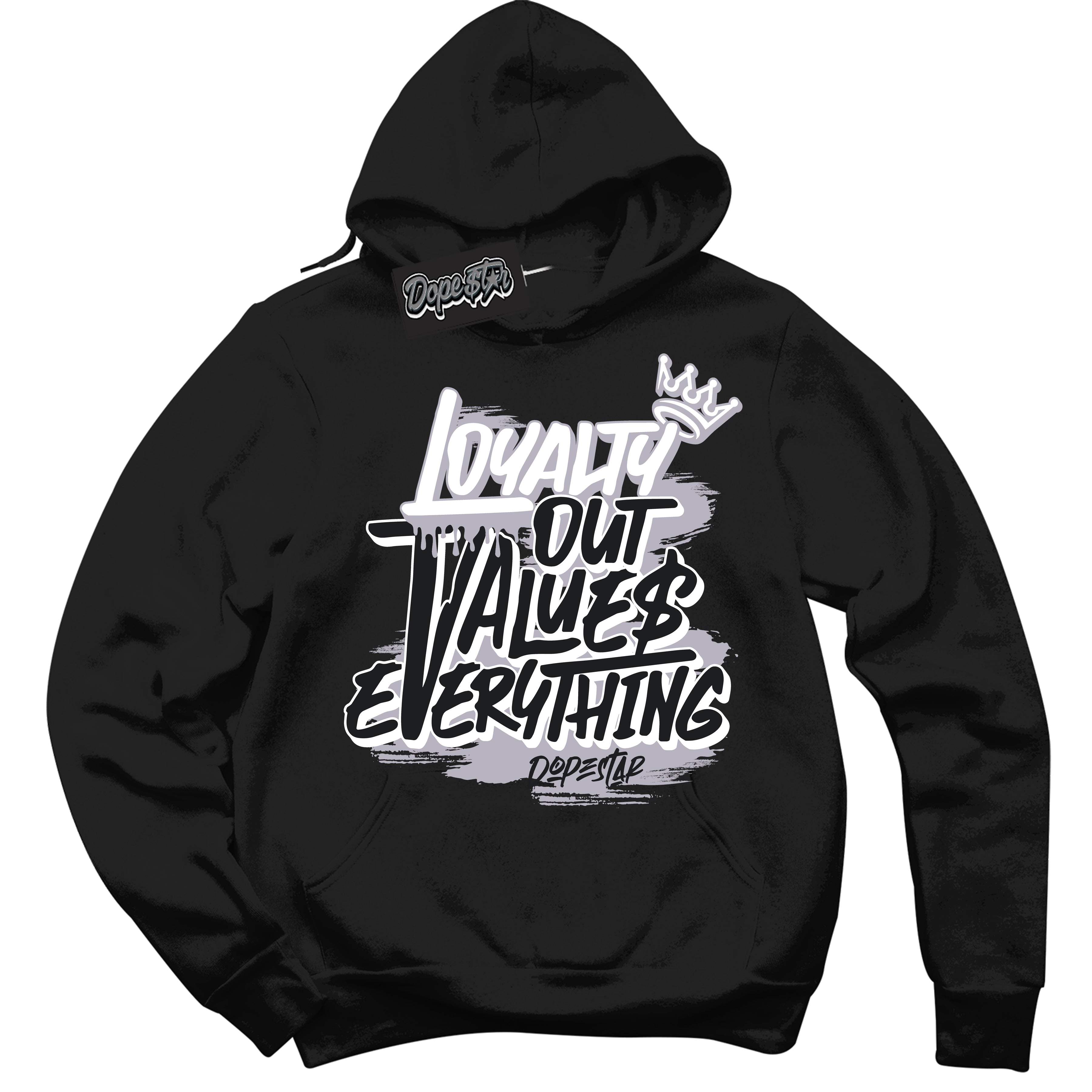 Cool Black Hoodie with “ Loyalty Out Values Everything ” design that Perfectly Matches OG Barons 1s Jordans.