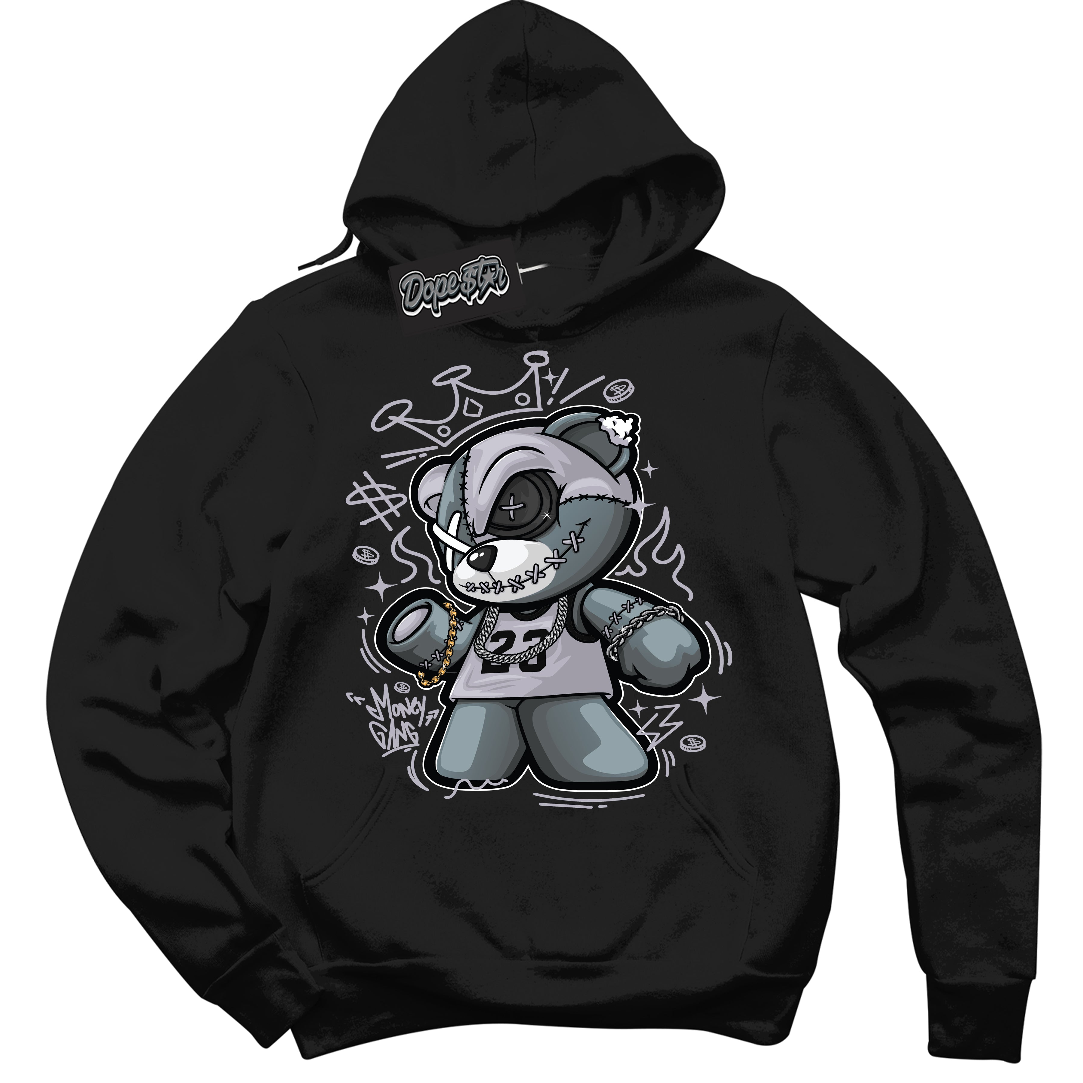 Cool Black Hoodie with “ Money Gang Bear ” design that Perfectly Matches OG Barons 1s Jordans.