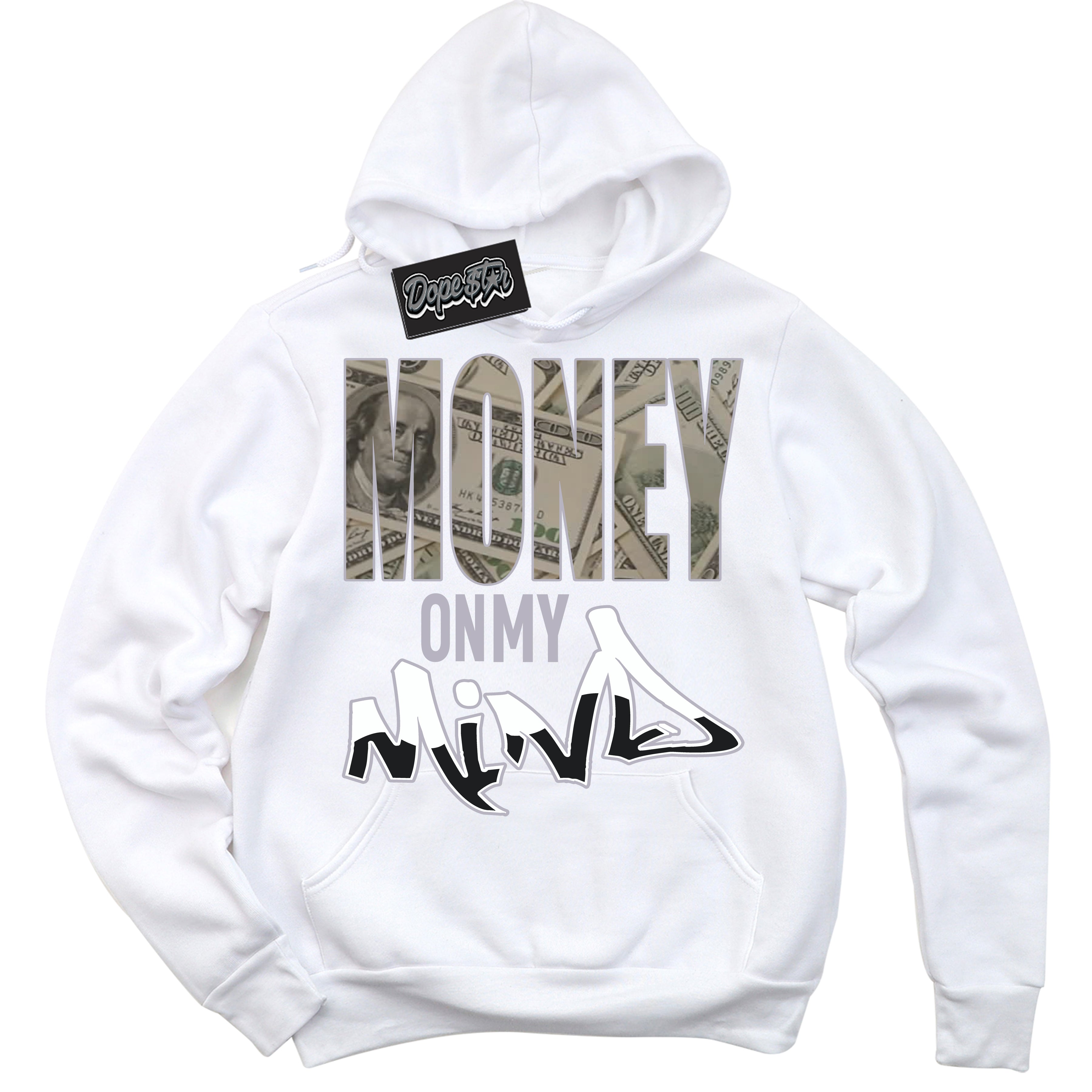 Cool White Hoodie with “ Money On My Mind ” design that Perfectly Matches OG Barons 1s Jordans.