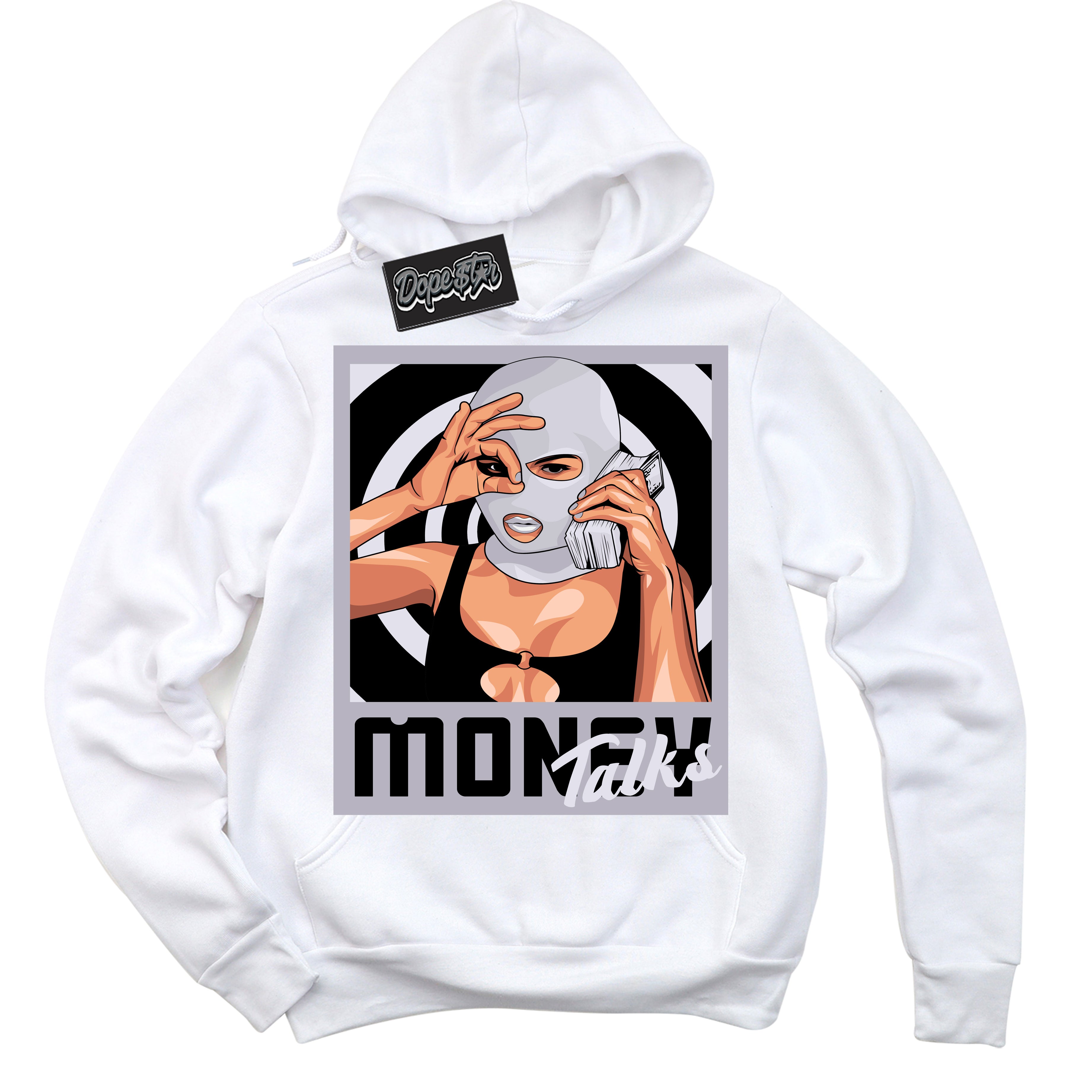 Cool White Hoodie with “ Money Talks ” design that Perfectly Matches OG Barons 1s Jordans.