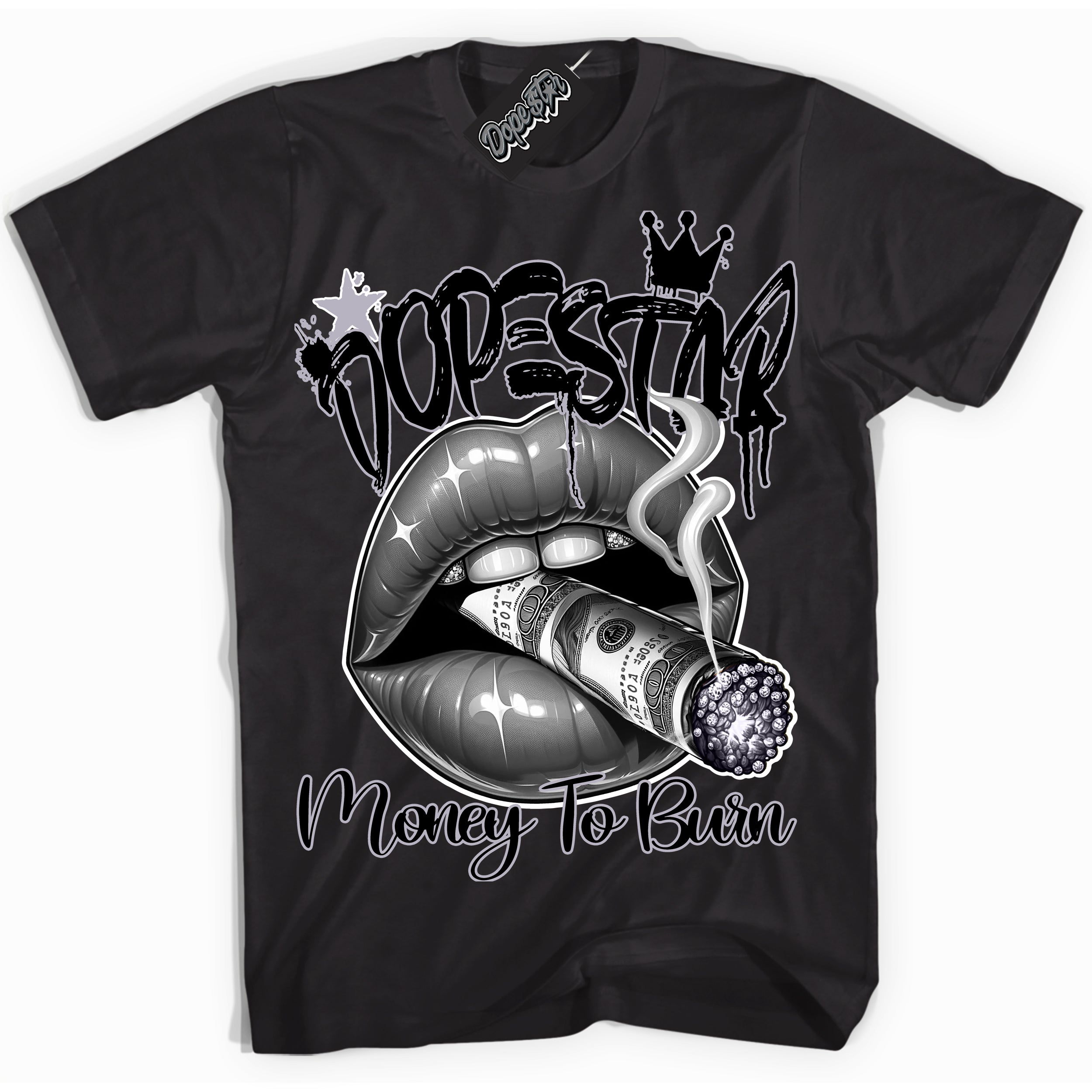 Cool Black Shirt with “ Money To Burn ” design that perfectly matches OG Barons 1s Jordans.
