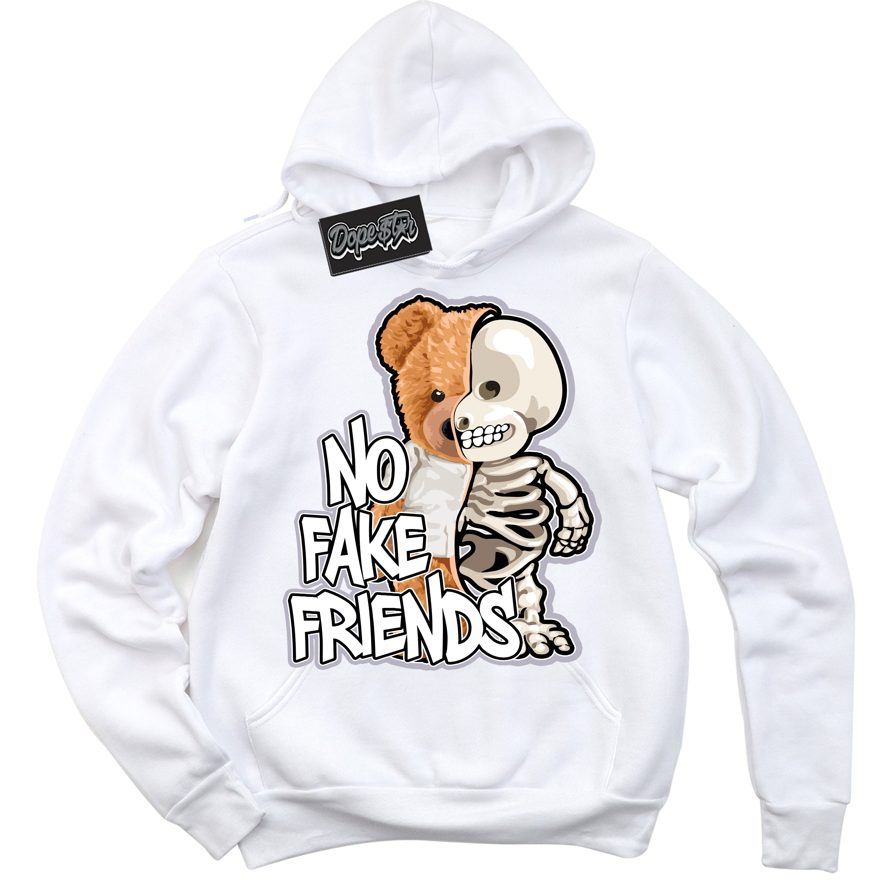 Cool White Hoodie with “ No Fake Friends ” design that Perfectly Matches OG Barons 1s Jordans.