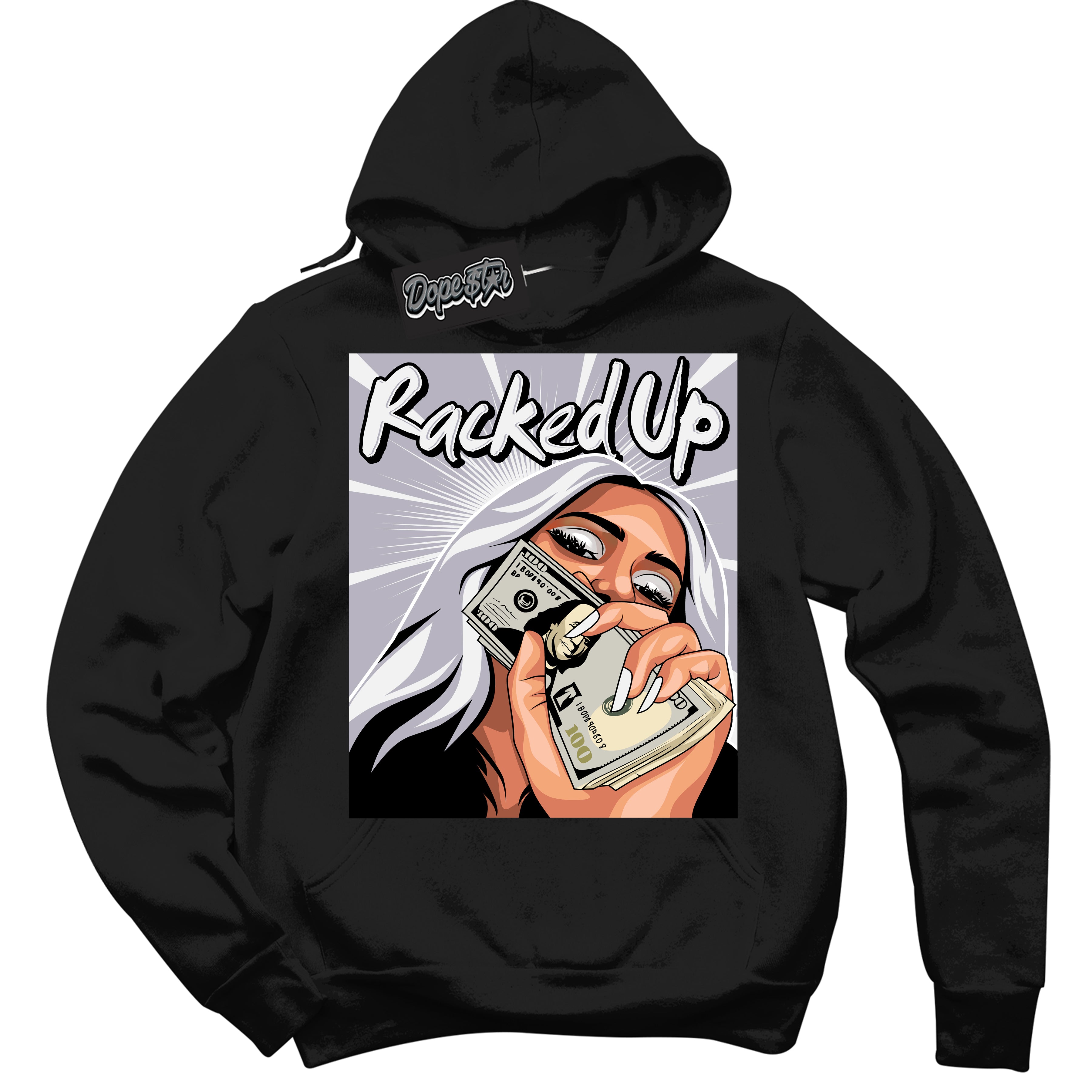 Cool Black Hoodie with “ Racked Up ” design that Perfectly Matches OG Barons 1s Jordans.