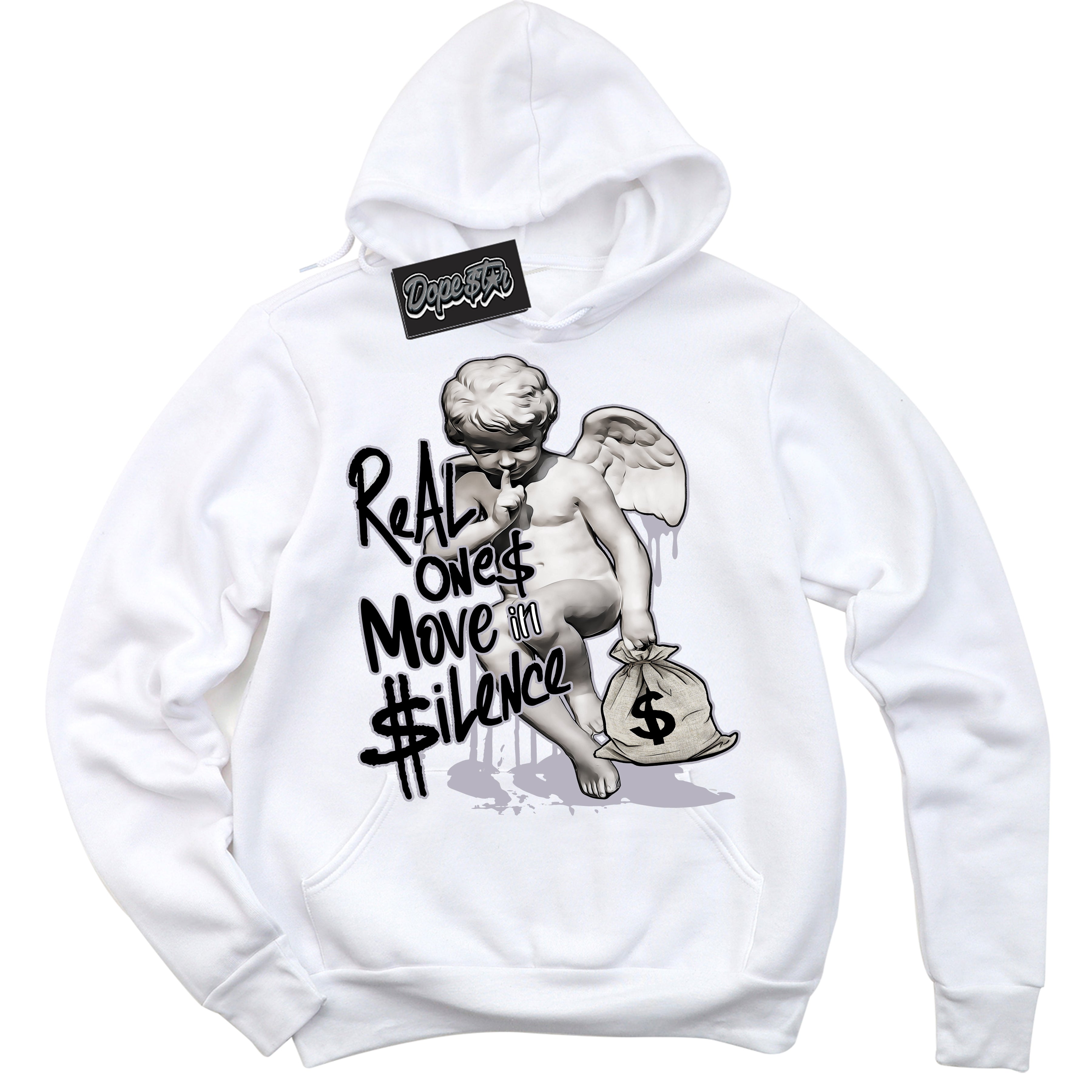 Cool White Hoodie with “ Real Ones Cherub ” design that Perfectly Matches OG Barons 1s Jordans.