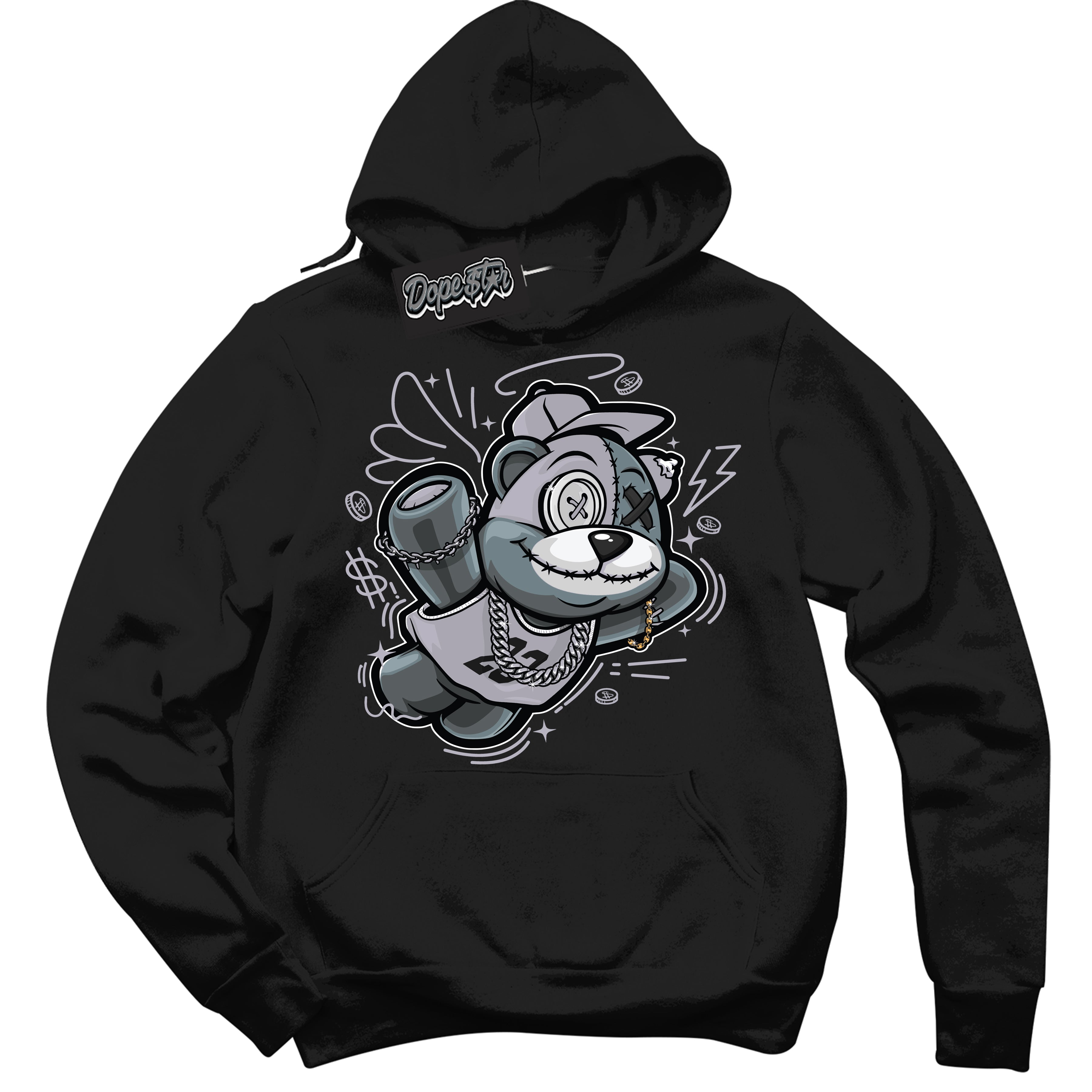 Cool Black Hoodie with “ Slam Dunk Bear ” design that Perfectly Matches OG Barons 1s Jordans.