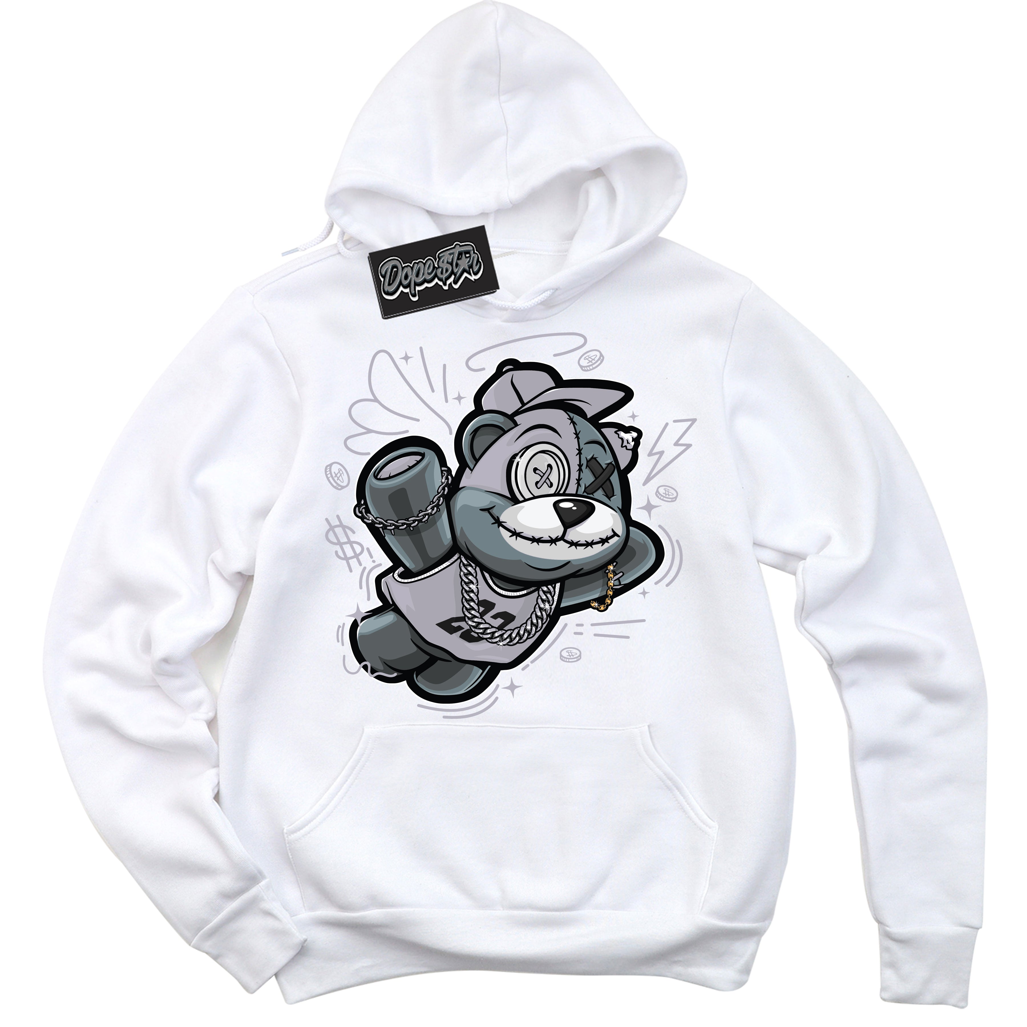 Cool White Hoodie with “ Slam Dunk Bear ” design that Perfectly Matches OG Barons 1s Jordans.