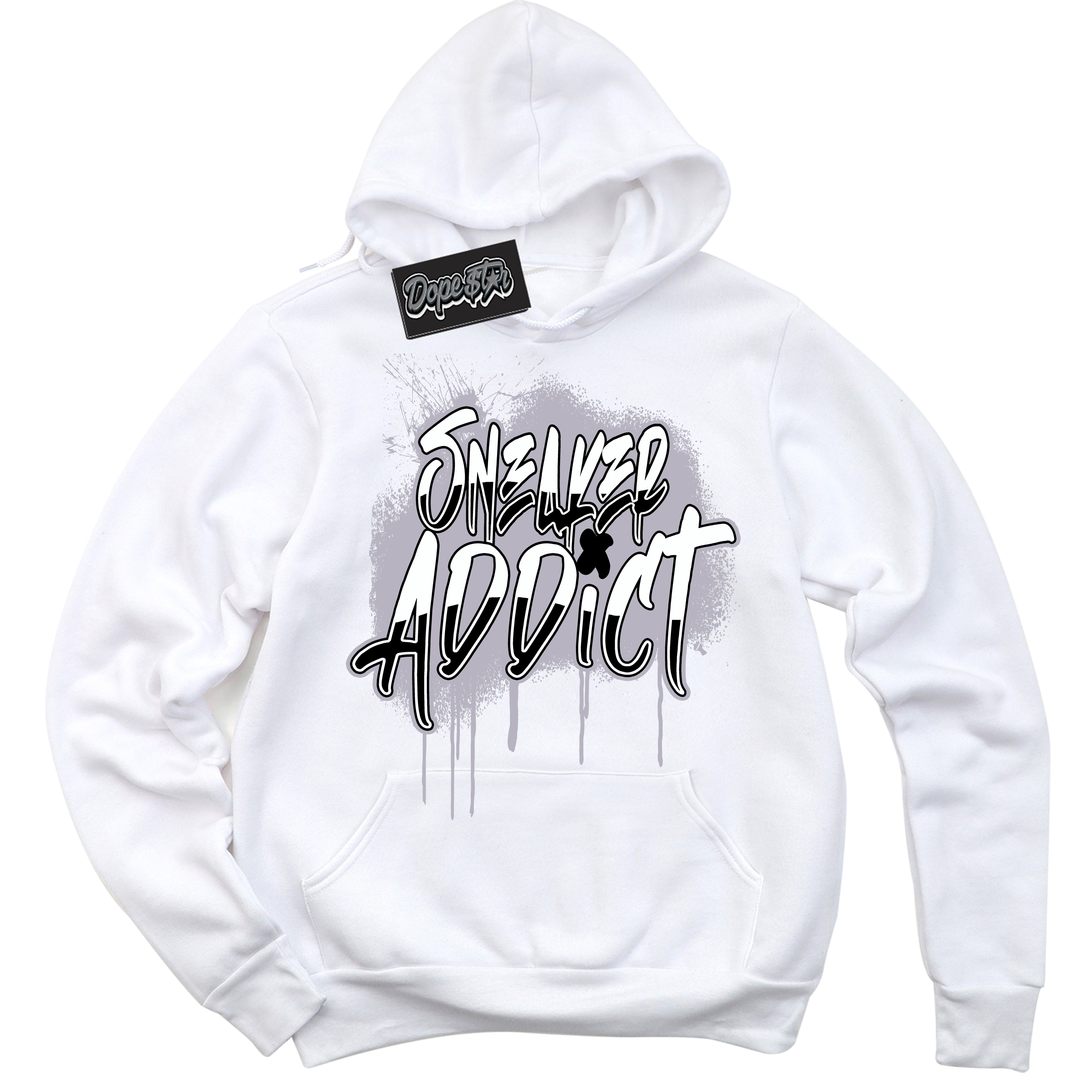 Cool White Hoodie with “ Sneaker Addict ” design that Perfectly Matches OG Barons 1s Jordans.