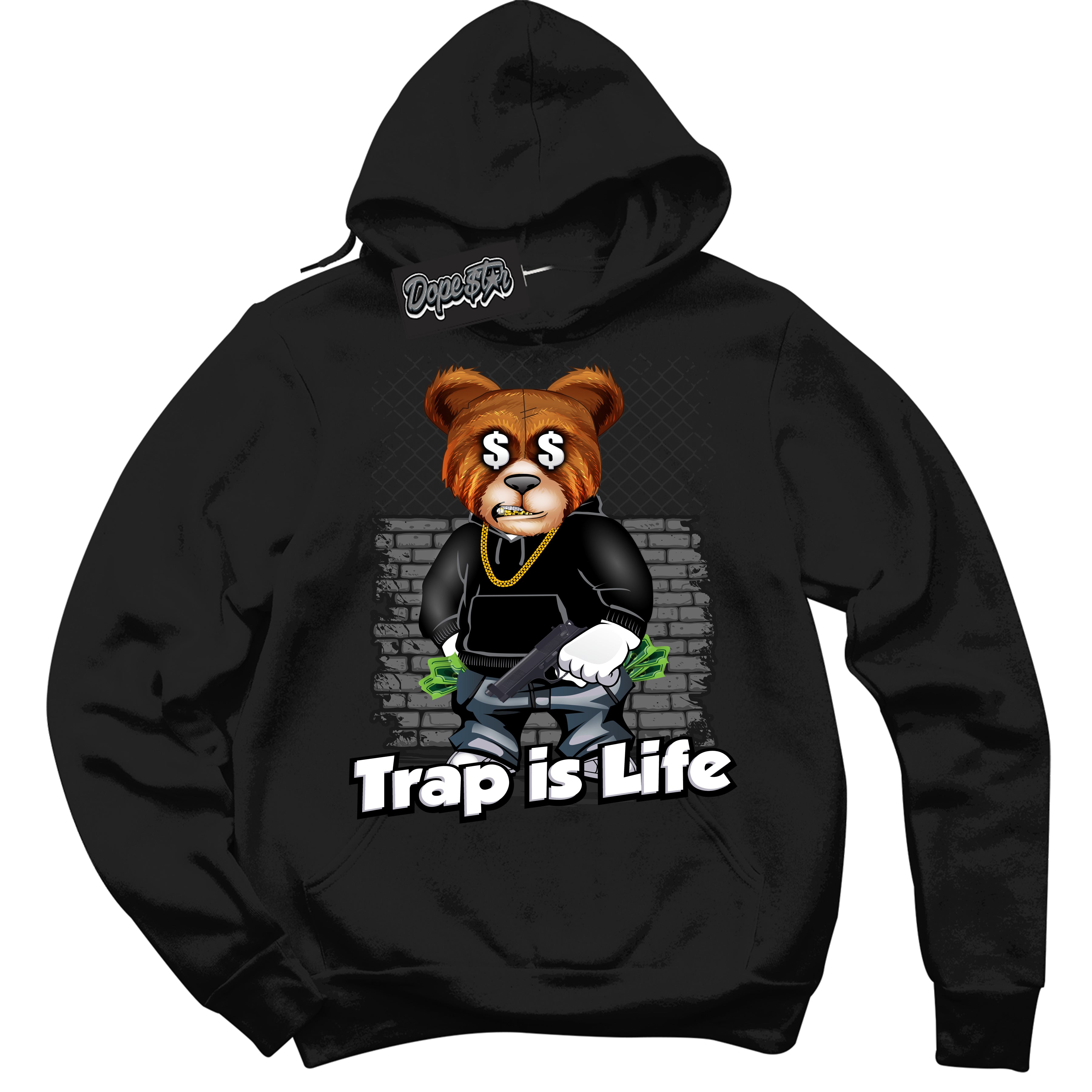 Cool Black Hoodie with “ Trap Life ” design that Perfectly Matches OG Barons 1s Jordans.