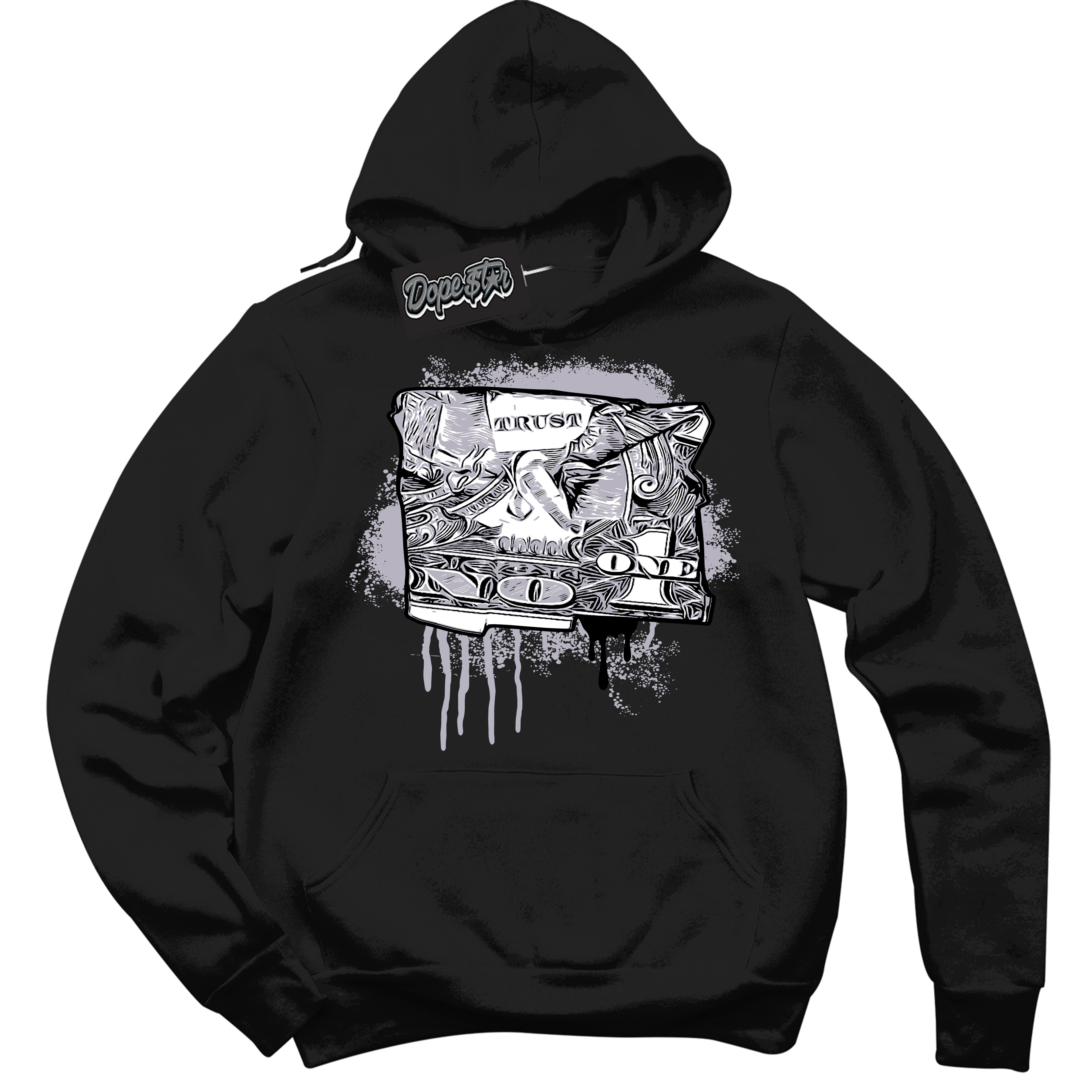 Cool Black Hoodie with “ Trust No One Dollar ” design that Perfectly Matches OG Barons 1s Jordans.