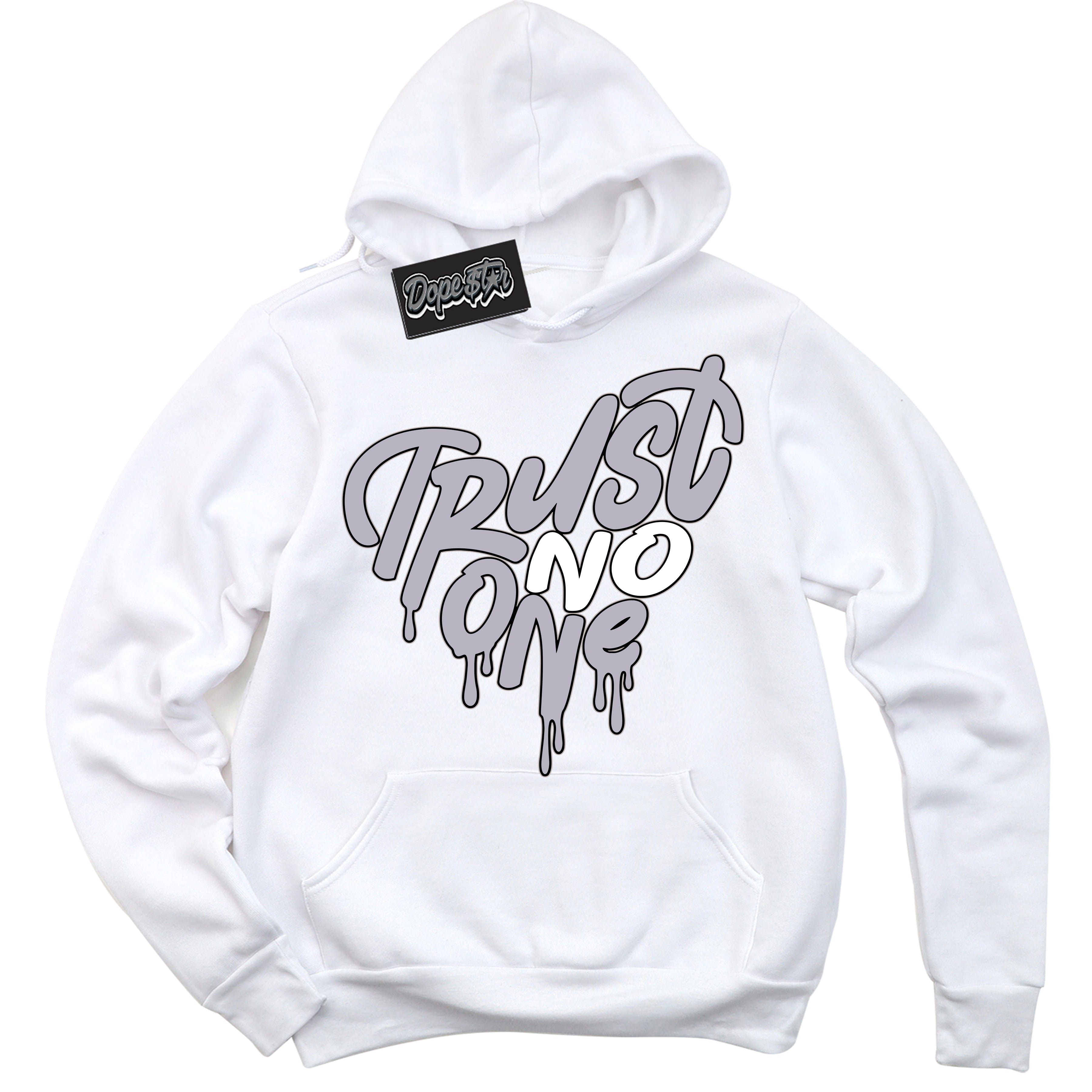 Cool White Hoodie with “ Trust No One Heart ” design that Perfectly Matches OG Barons 1s Jordans.
