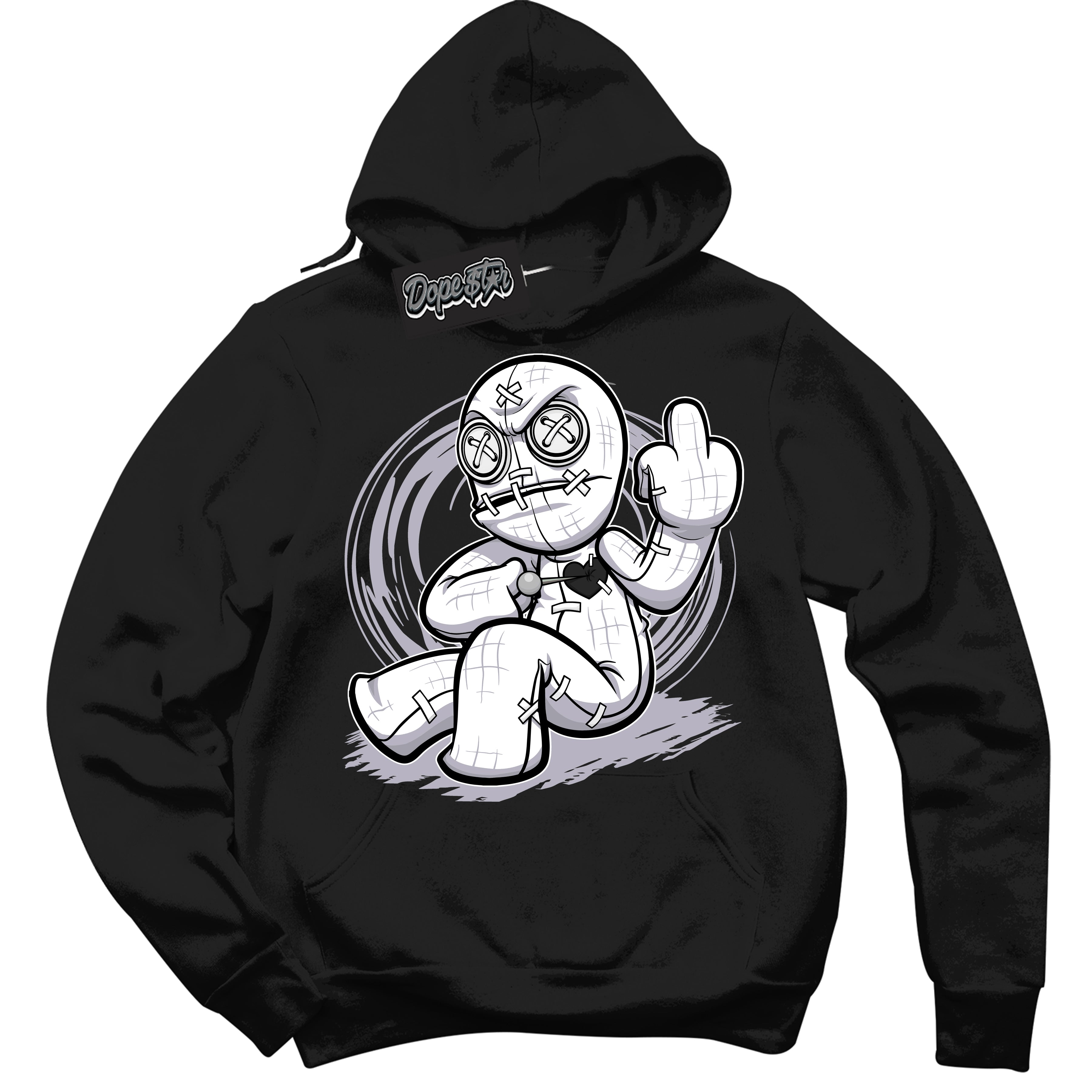 Cool Black Hoodie with “ Voodoo Doll ” design that Perfectly Matches OG Barons 1s Jordans.