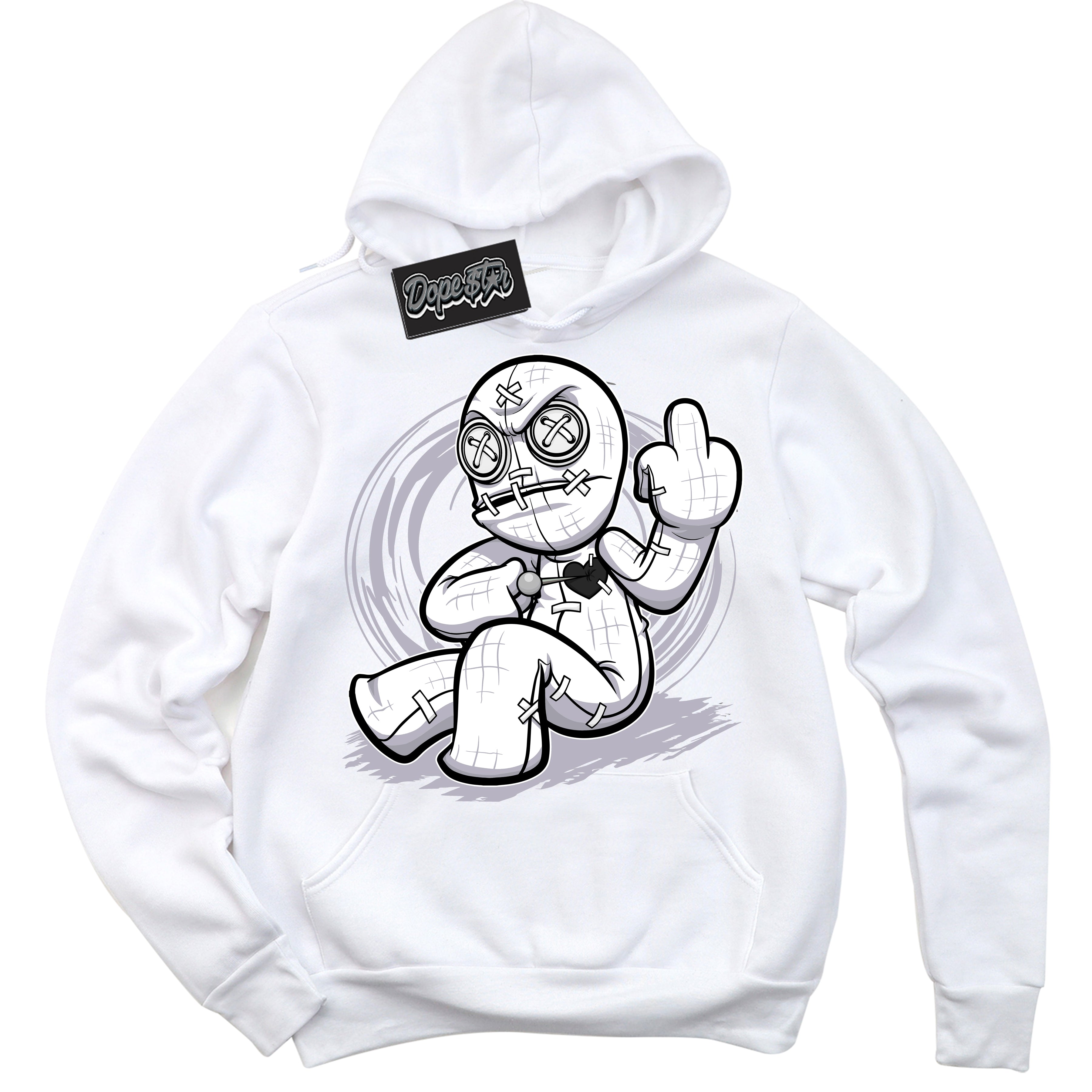 Cool White Hoodie with “ Voodoo Doll ” design that Perfectly Matches OG Barons 1s Jordans.