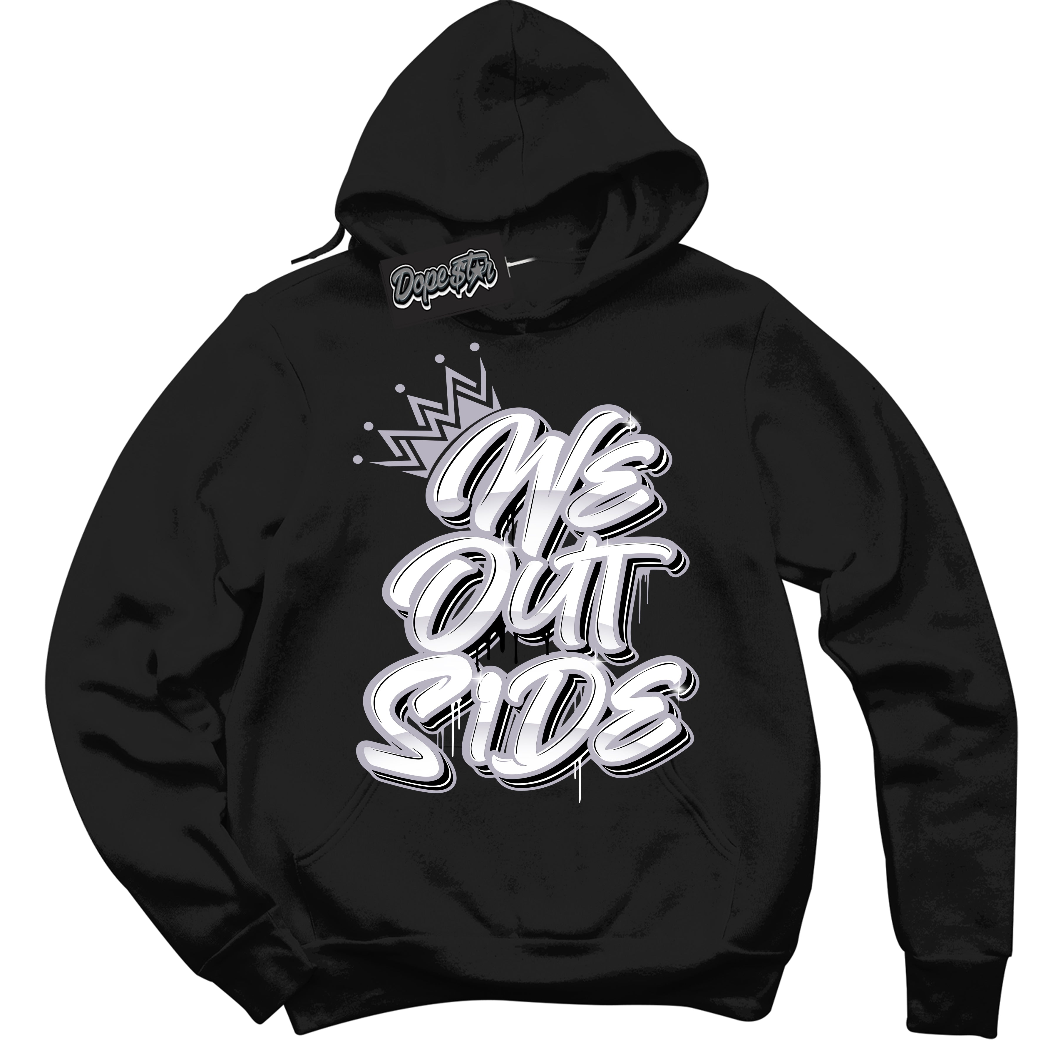 Cool Black Hoodie with “ We Outside ” design that Perfectly Matches OG Barons 1s Jordans.