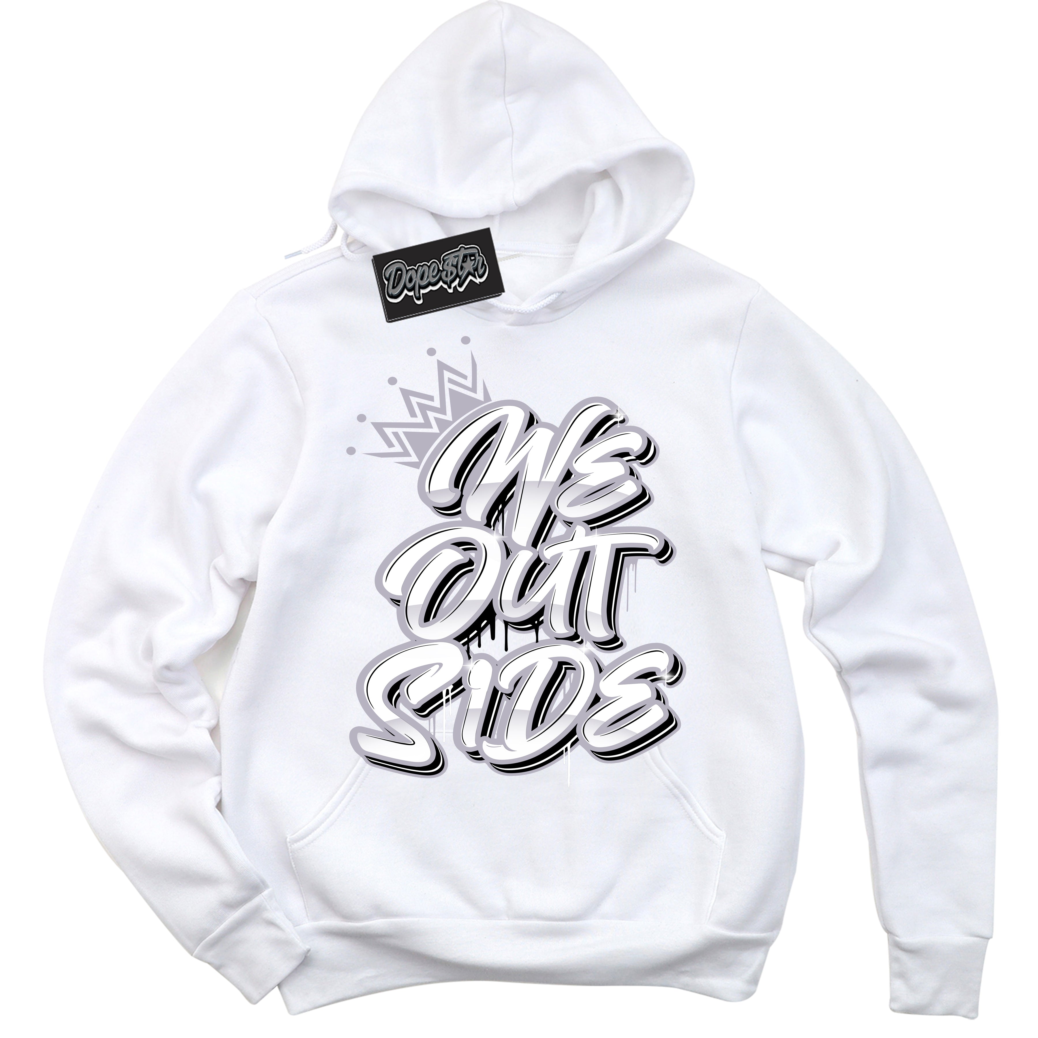 Cool White Hoodie with “ We Outside ” design that Perfectly Matches OG Barons 1s Jordans.