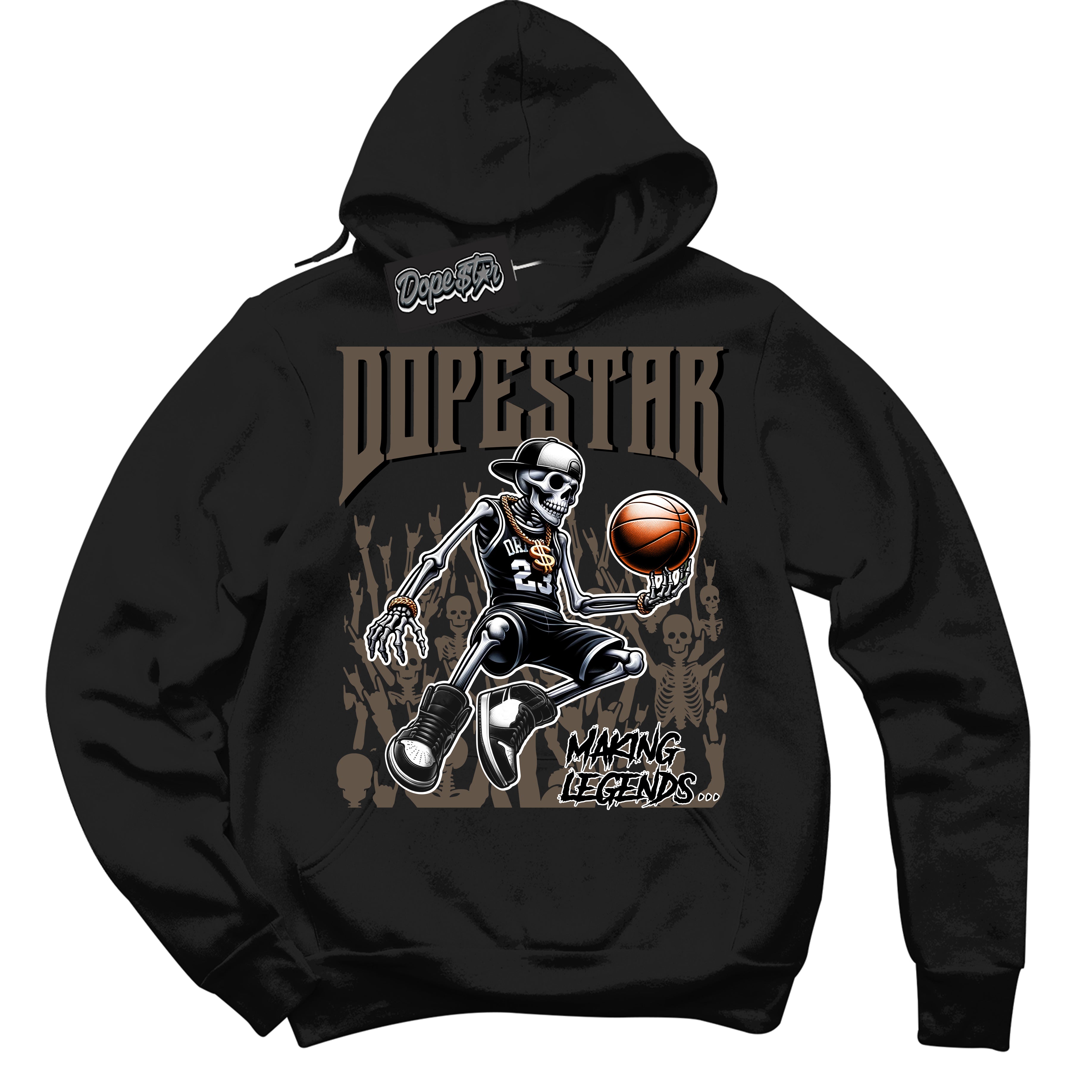 Cool Black Hoodie with “Making Legends” design that Perfectly Matches Mocha Palomino 1s Jordans.