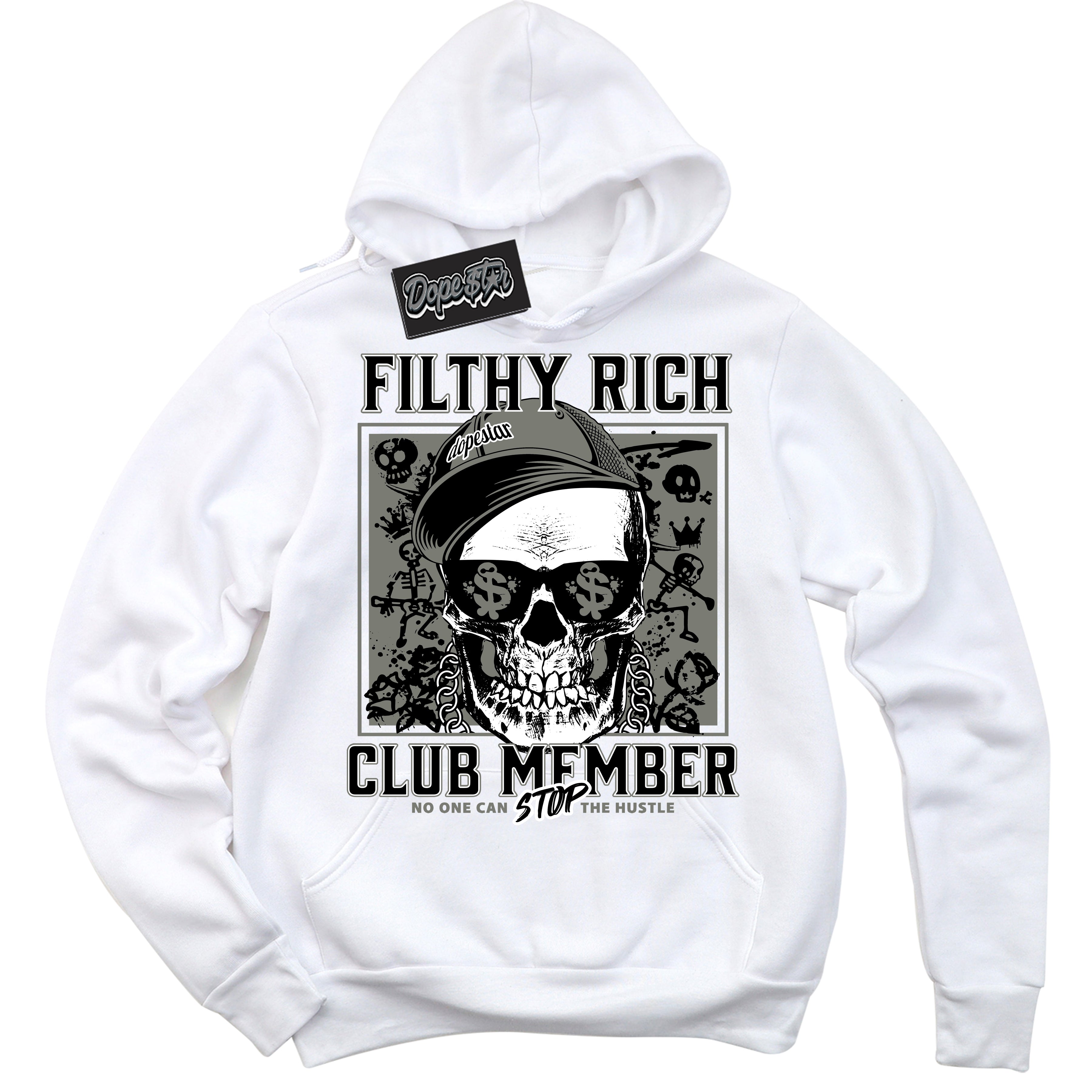 Cool White Hoodie with “ Filthy Rich ” design that Perfectly Matches Shadow 1s Sneakers.