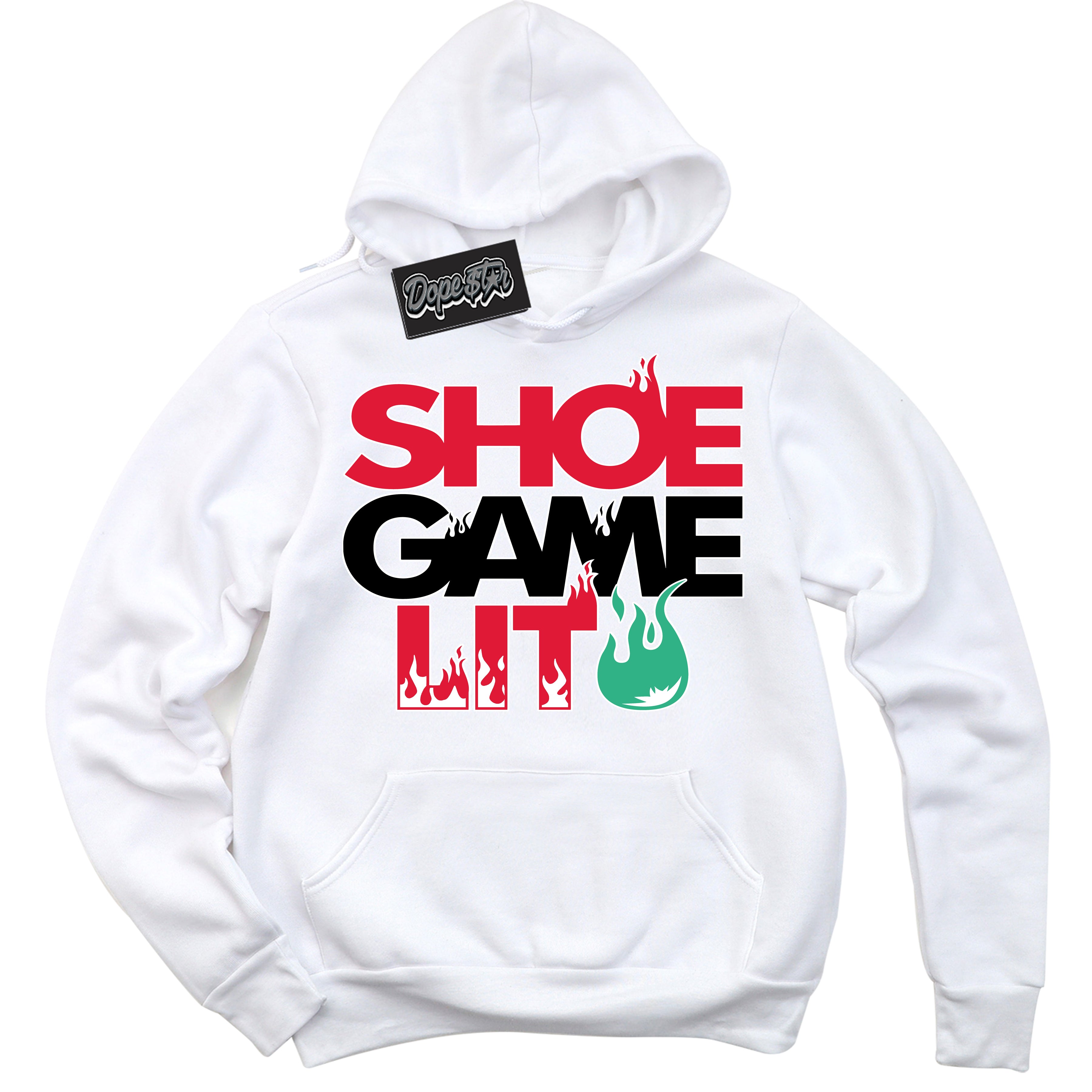 Cool White Hoodie with “ Shoe Game Lit '' design that Perfectly Matches Quai 54 1s Sneakers.