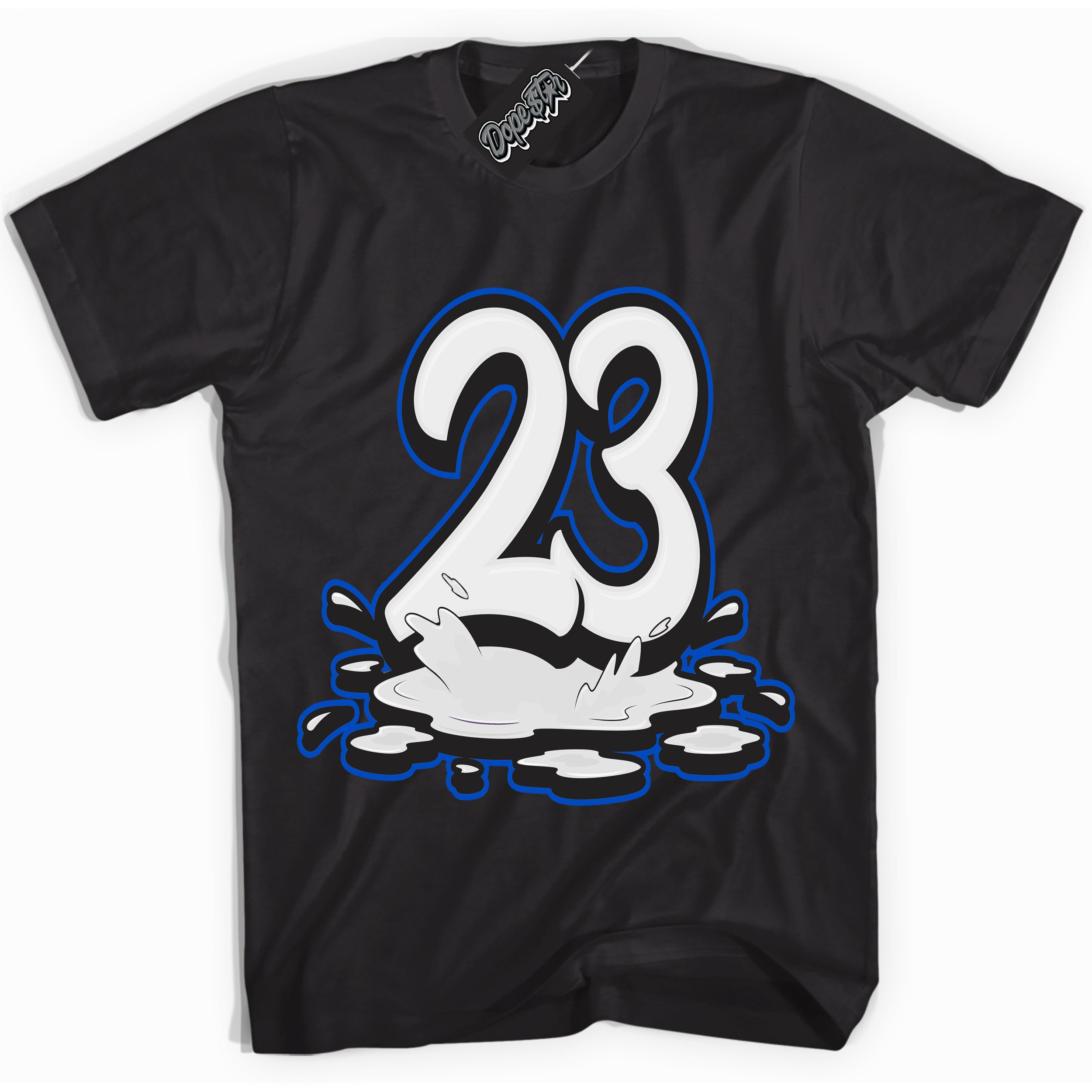 Cool Black Shirt with “ 23 Melting” design that perfectly matches Quai 54 1s Sneakers.