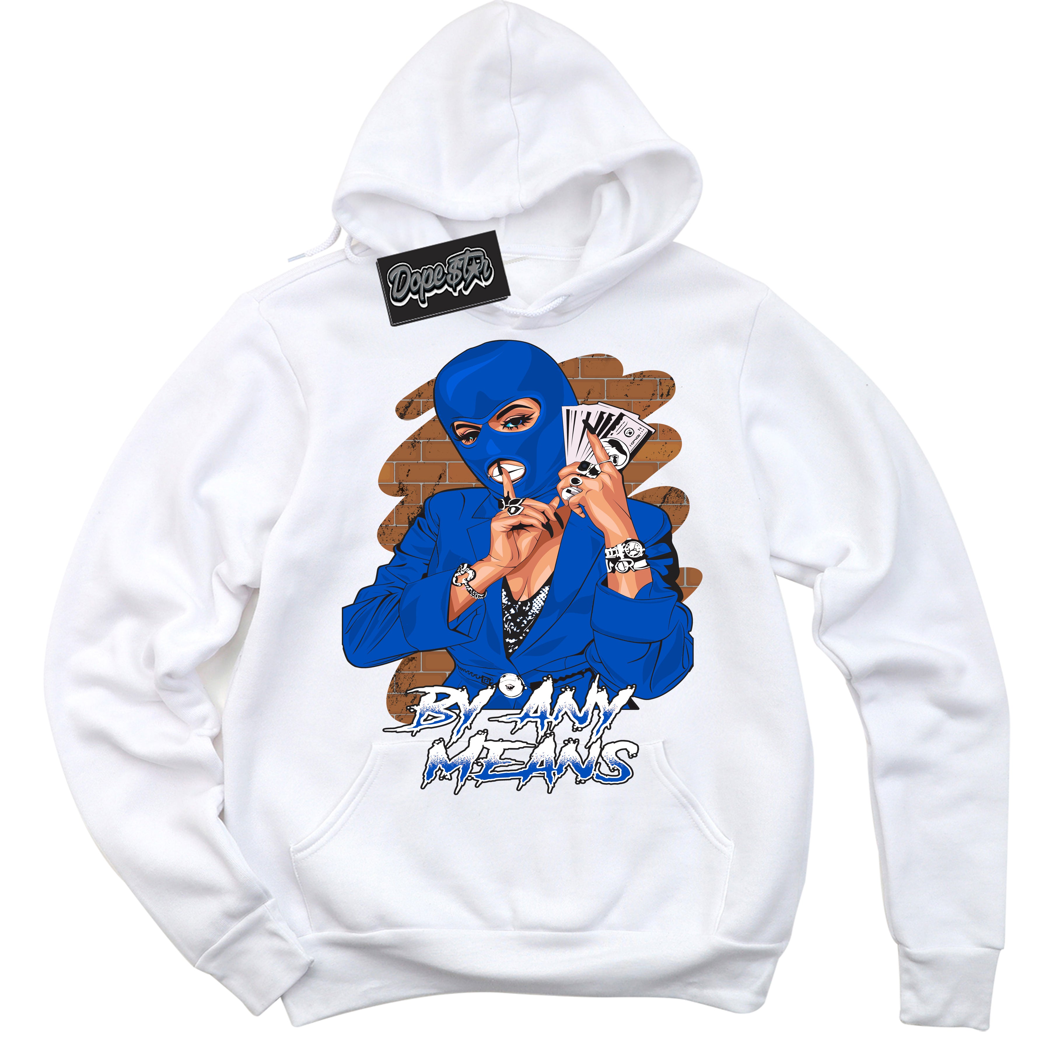 Cool White Hoodie with “ By Any Means ” design that Perfectly Matches Quai 54 1s Sneakers.