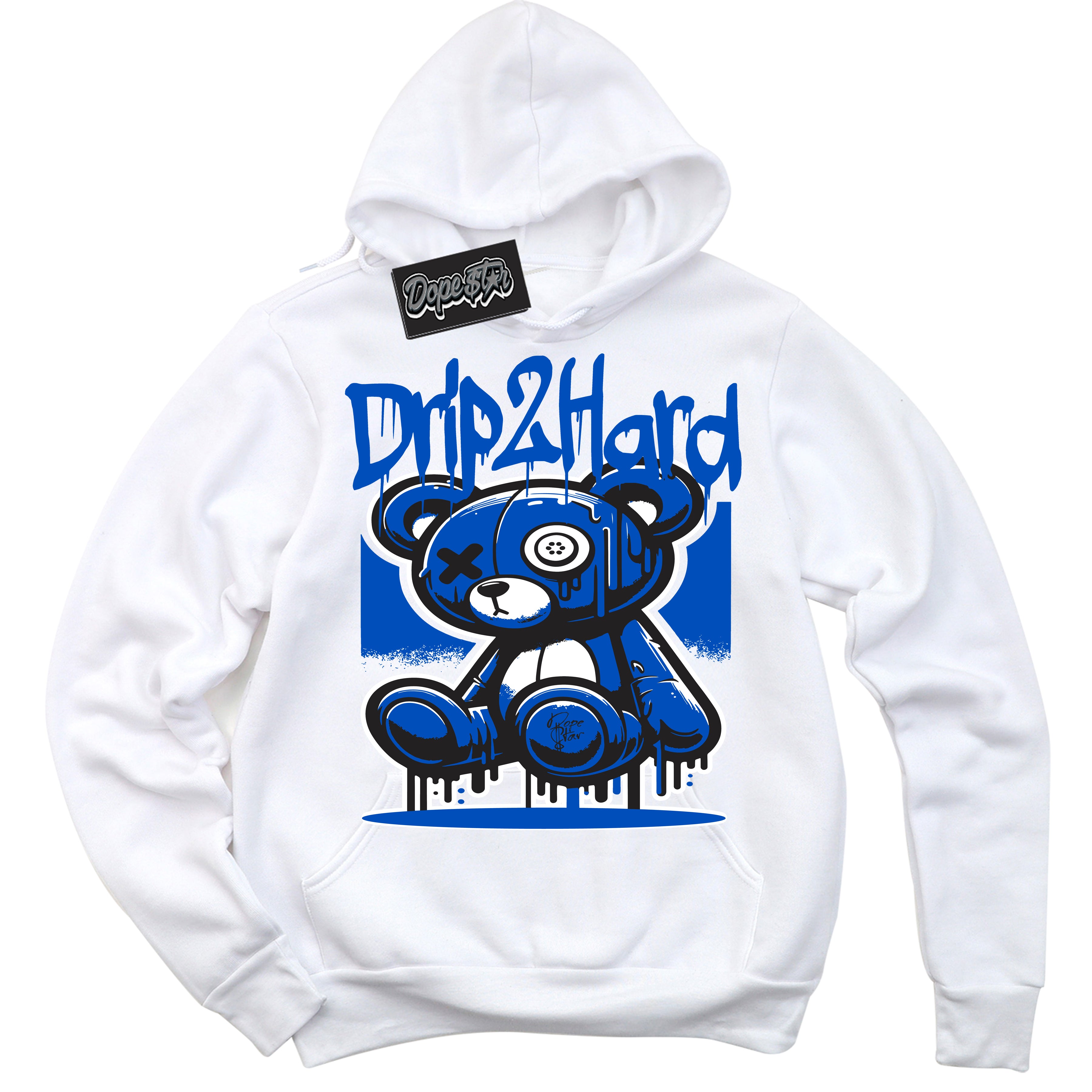 Cool White Hoodie with “ Drip 2 Hard ” design that Perfectly Matches Quai 54 1s Sneakers.