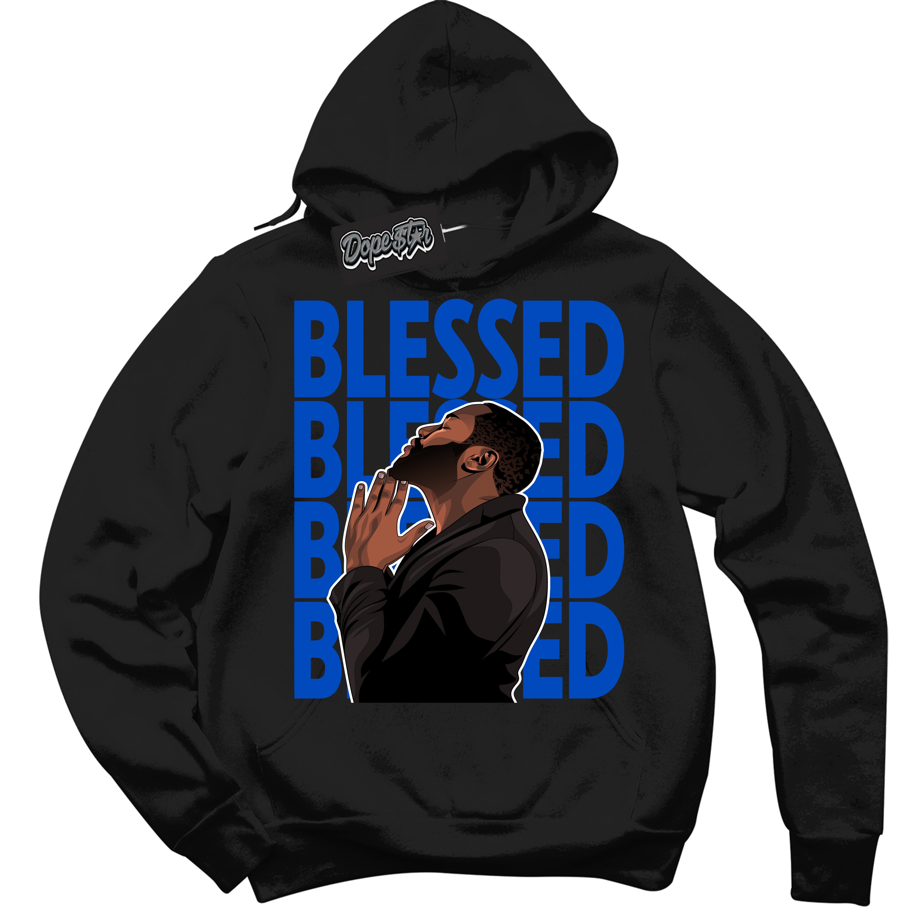 Cool Black Hoodie with “ God Blessed ” design that Perfectly Matches Quai 54 1s Sneakers.