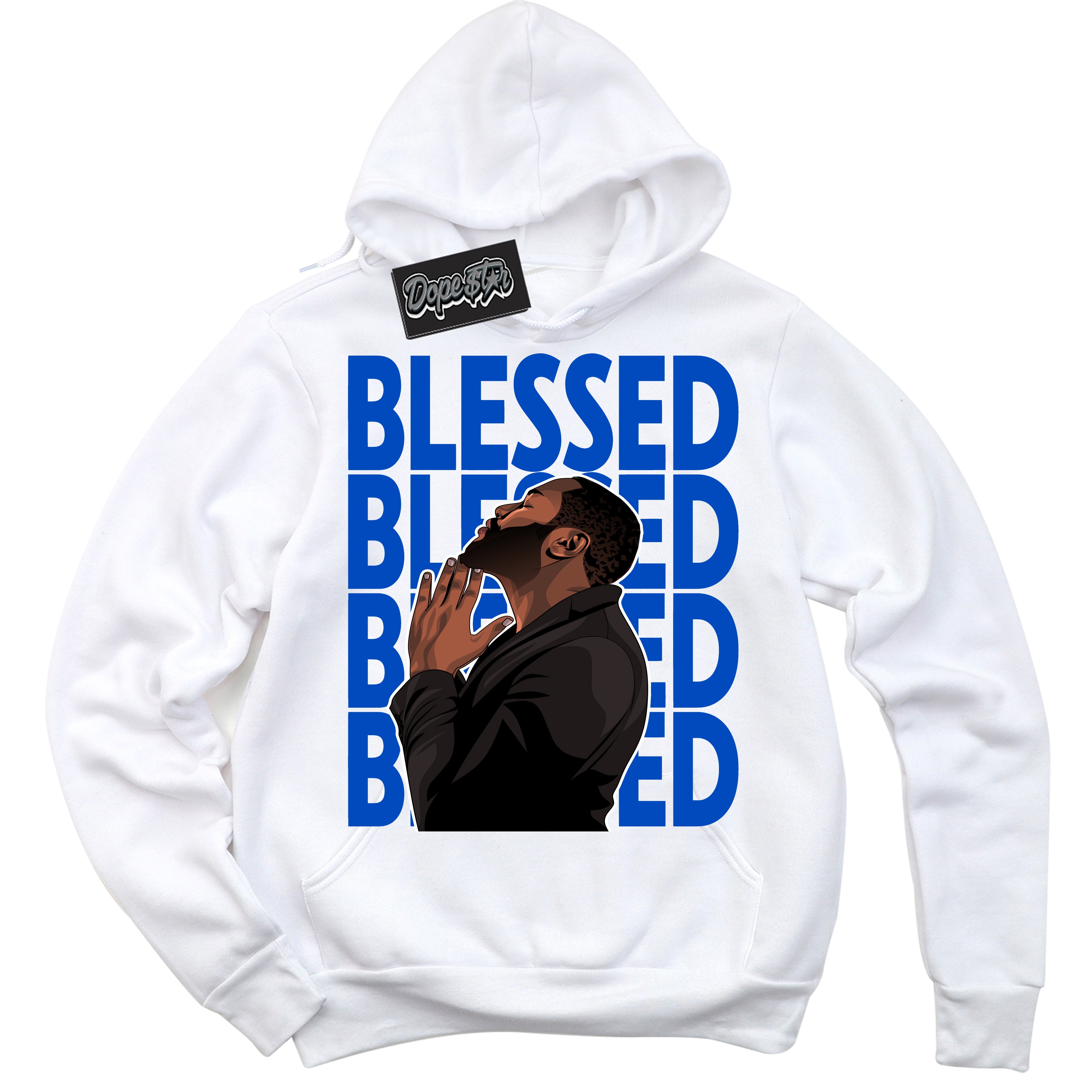 Cool White Hoodie with “ God Blessed ” design that Perfectly Matches Quai 54 1s Sneakers.