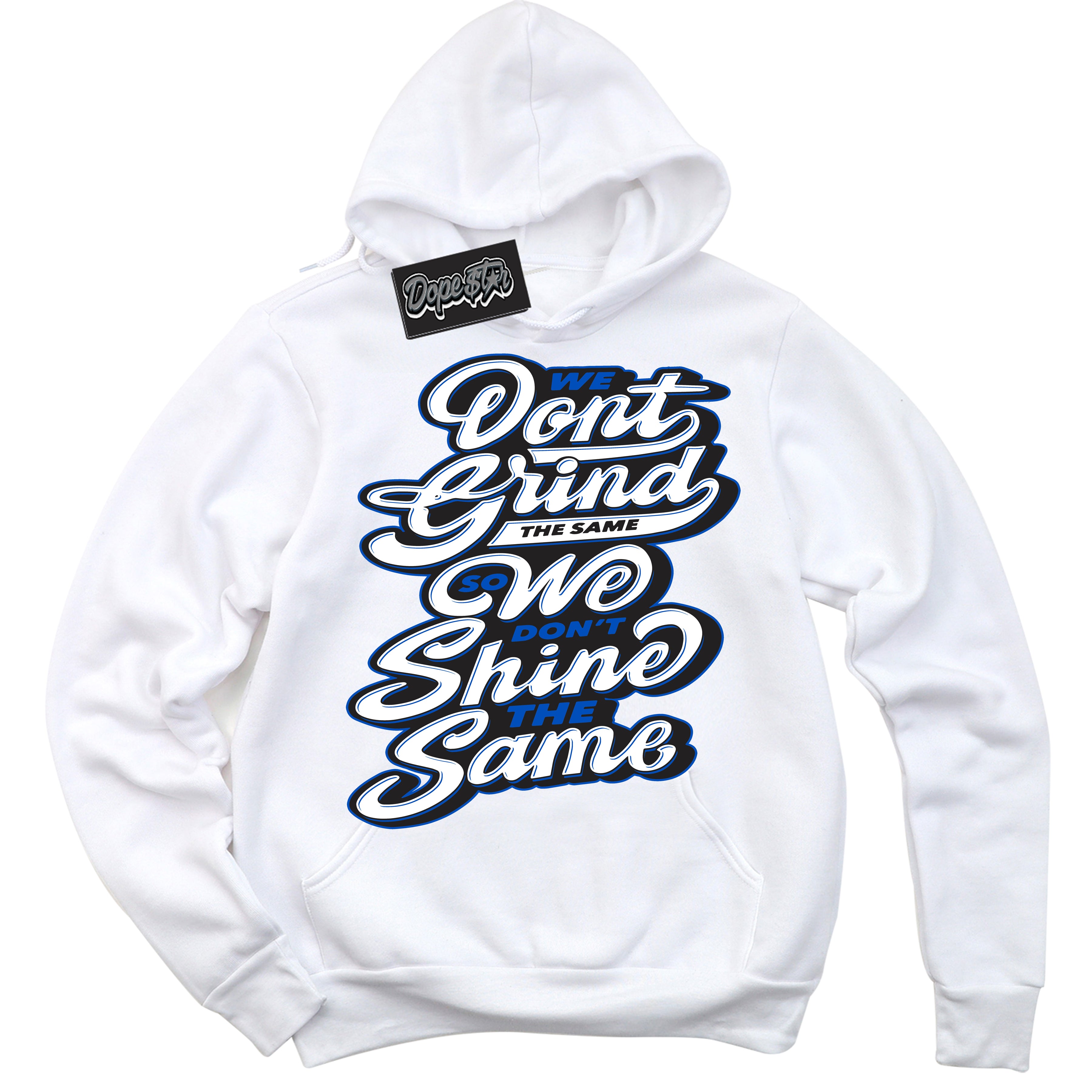 Cool White Hoodie with “ Grind Shine ” design that Perfectly Matches Quai 54 1s Sneakers.