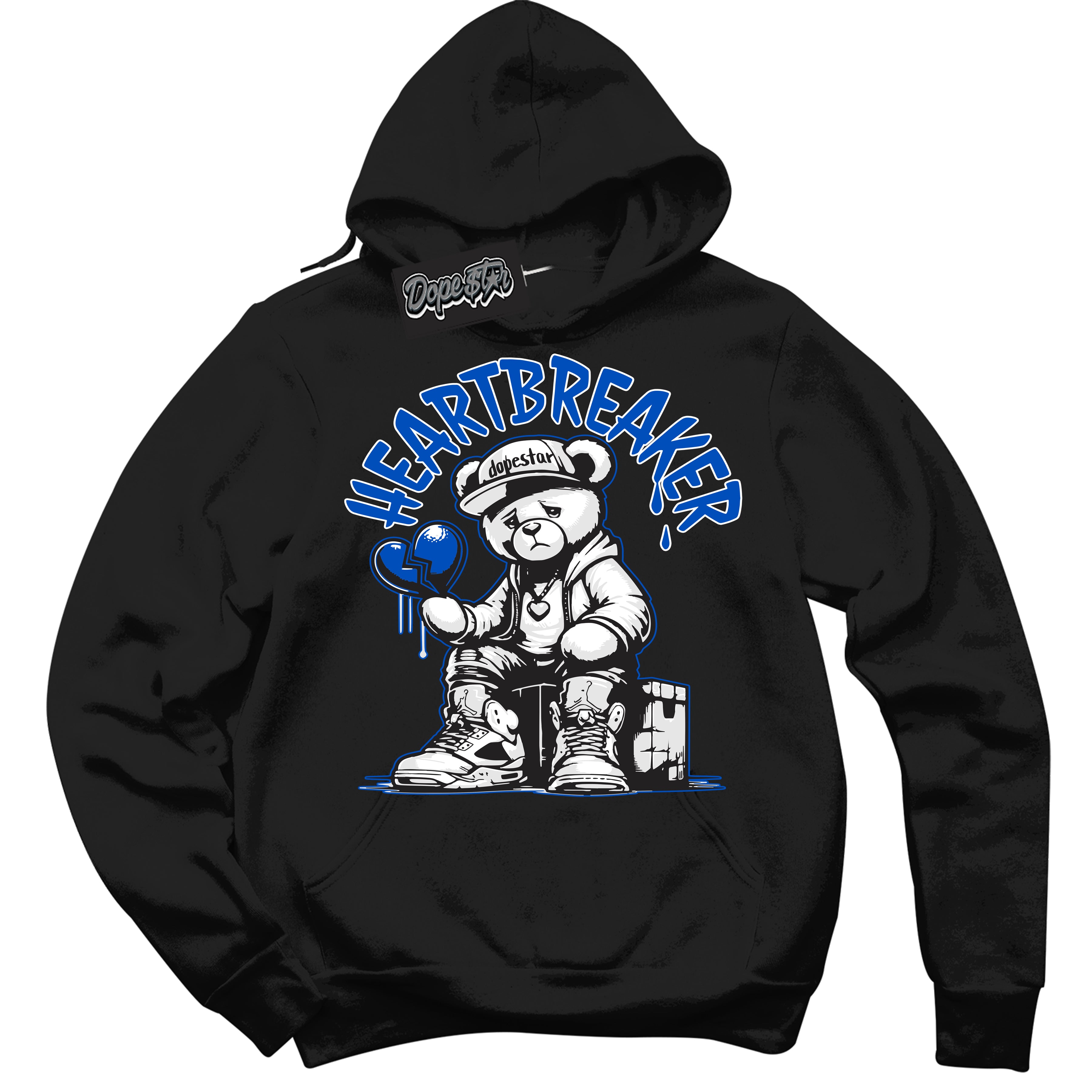 Cool Black Hoodie with “ Heartbreaker Bear ” design that Perfectly Matches Quai 54 1s Sneakers.