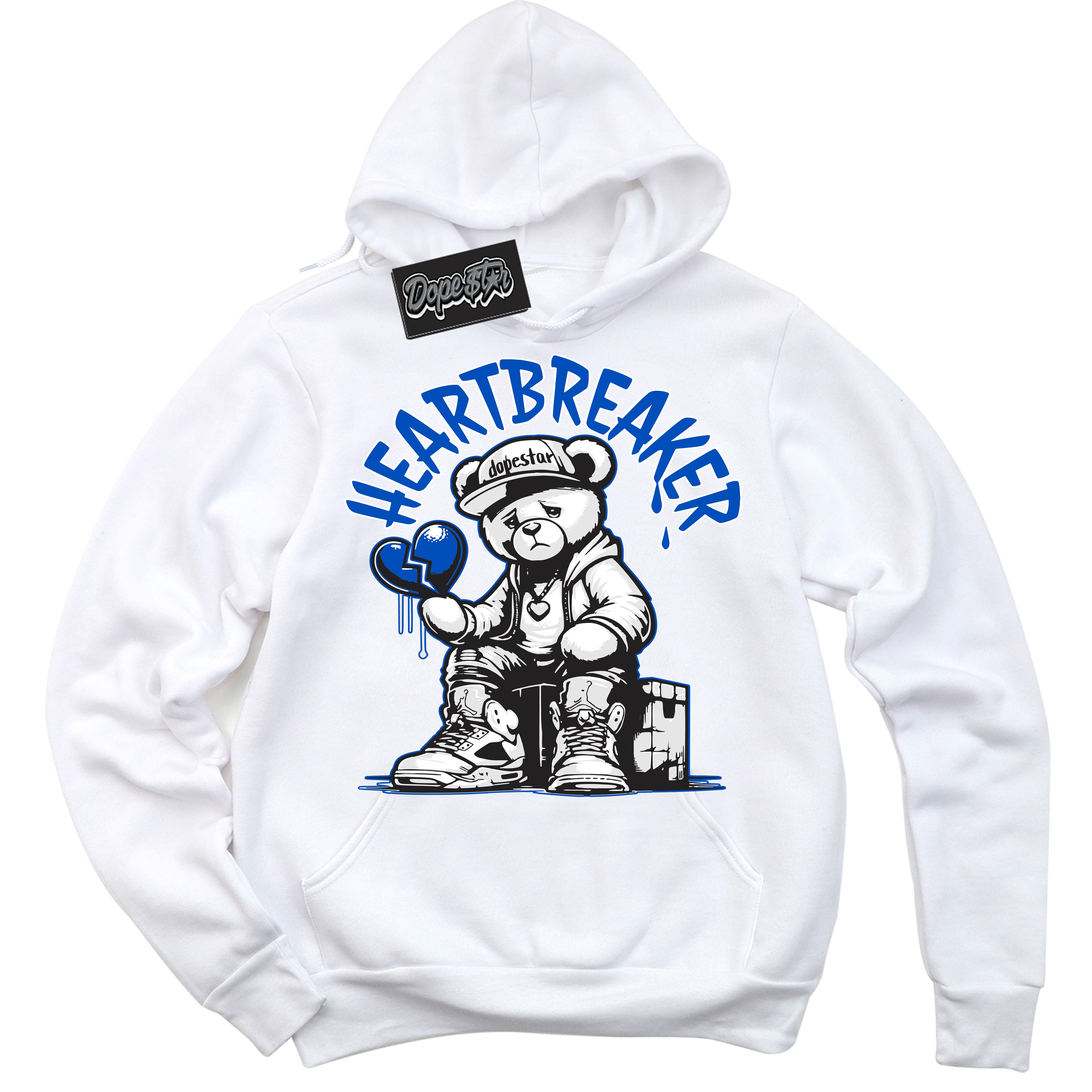 Cool White Hoodie with “ Heartbreaker Bear ” design that Perfectly Matches Quai 54 1s Sneakers.