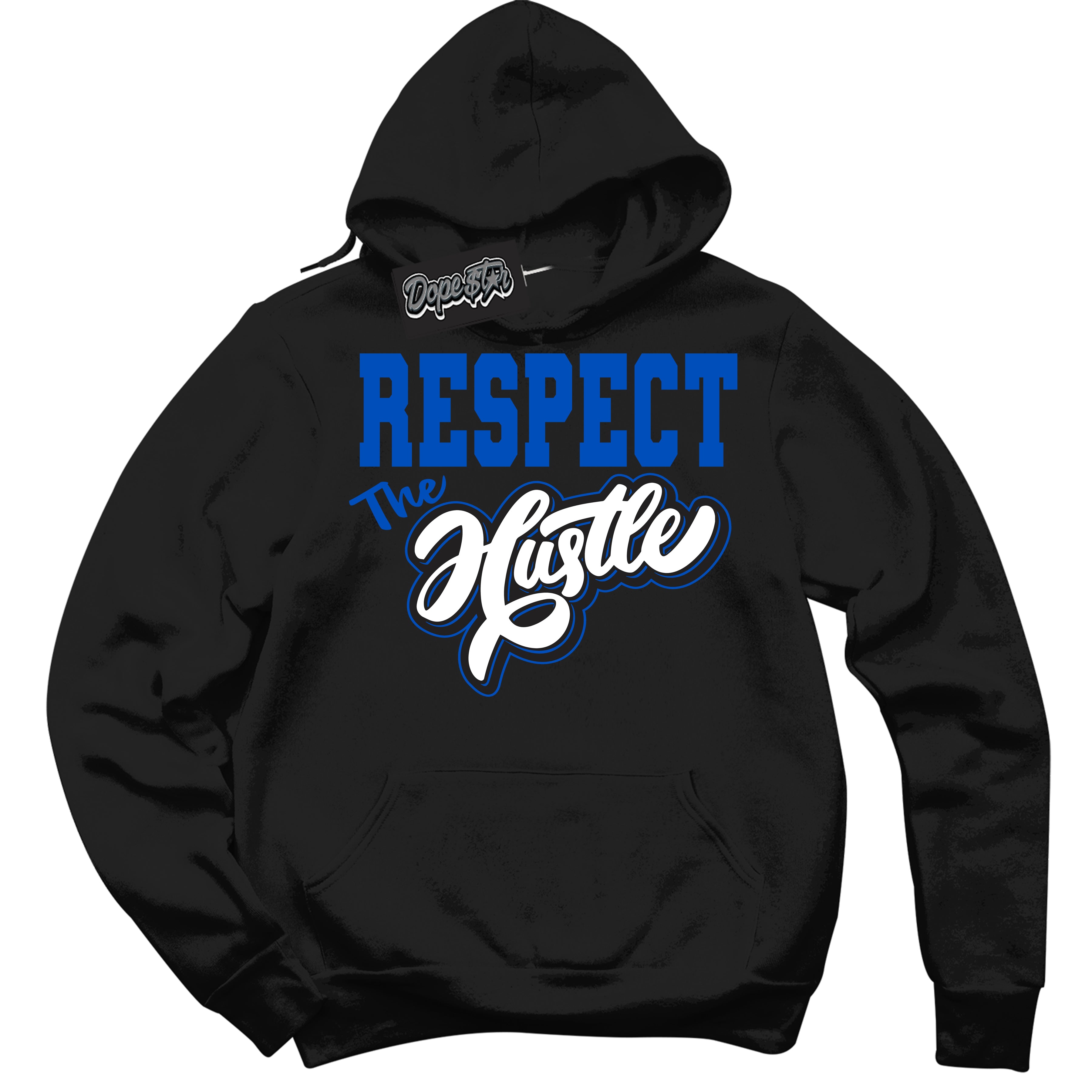 Cool Black Hoodie with “ Respect The Hustle ” design that Perfectly Matches Quai 54 1s Sneakers.