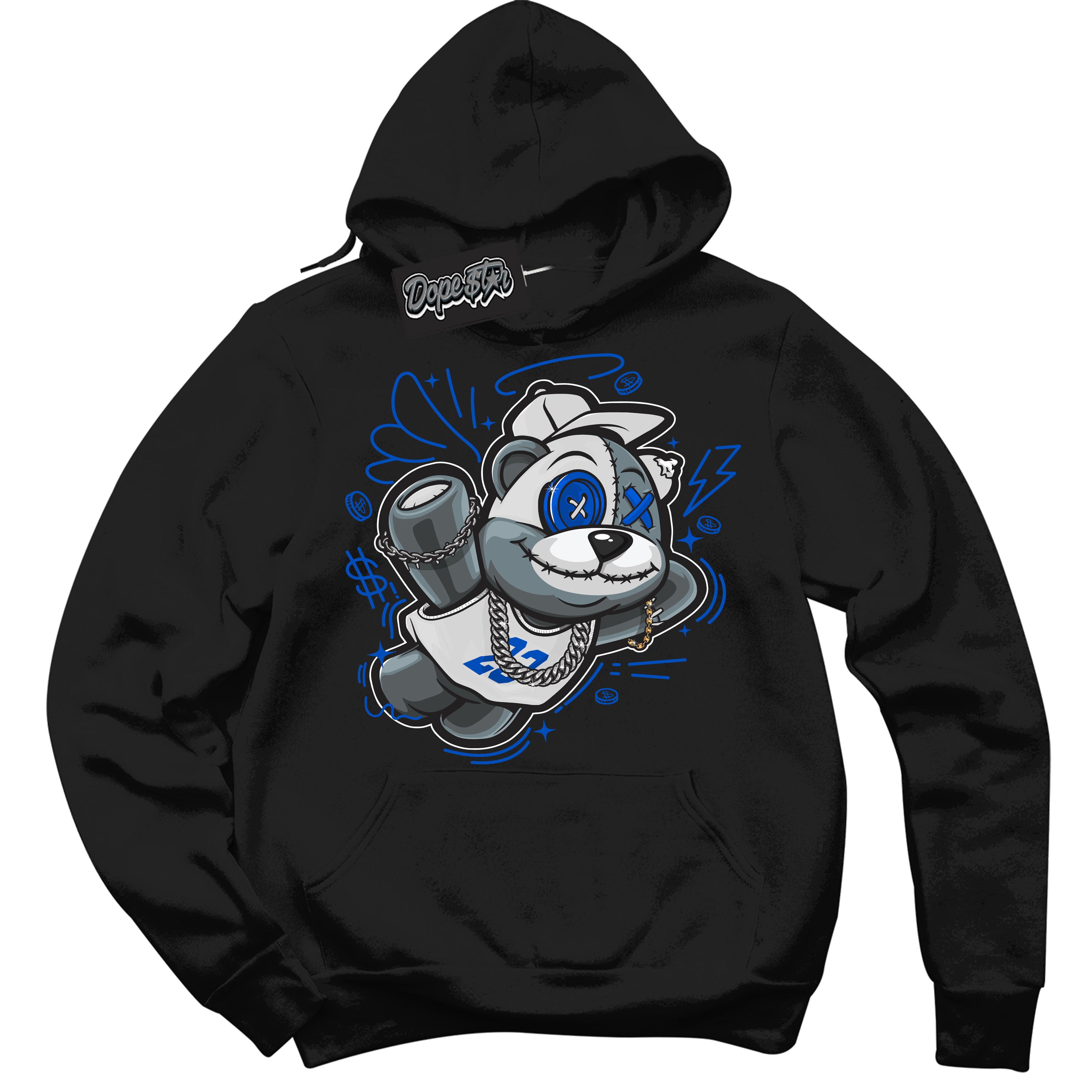 Cool Black Hoodie with “ Slam Dunk Bear ” design that Perfectly Matches Quai 54 1s Sneakers.