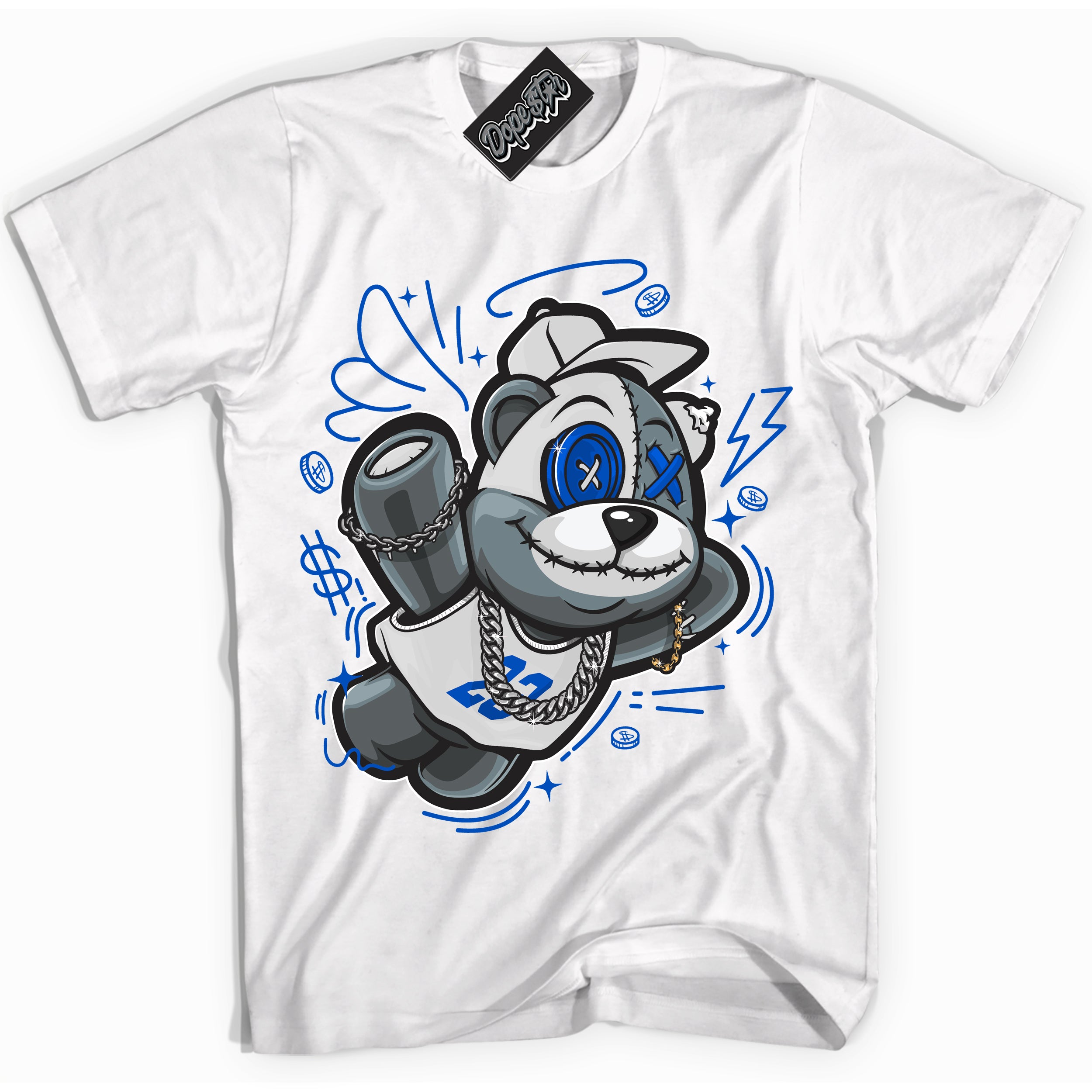Cool White Shirt with “ Slam Dunk Bear” design that perfectly matches Quai 54 1s Sneakers.