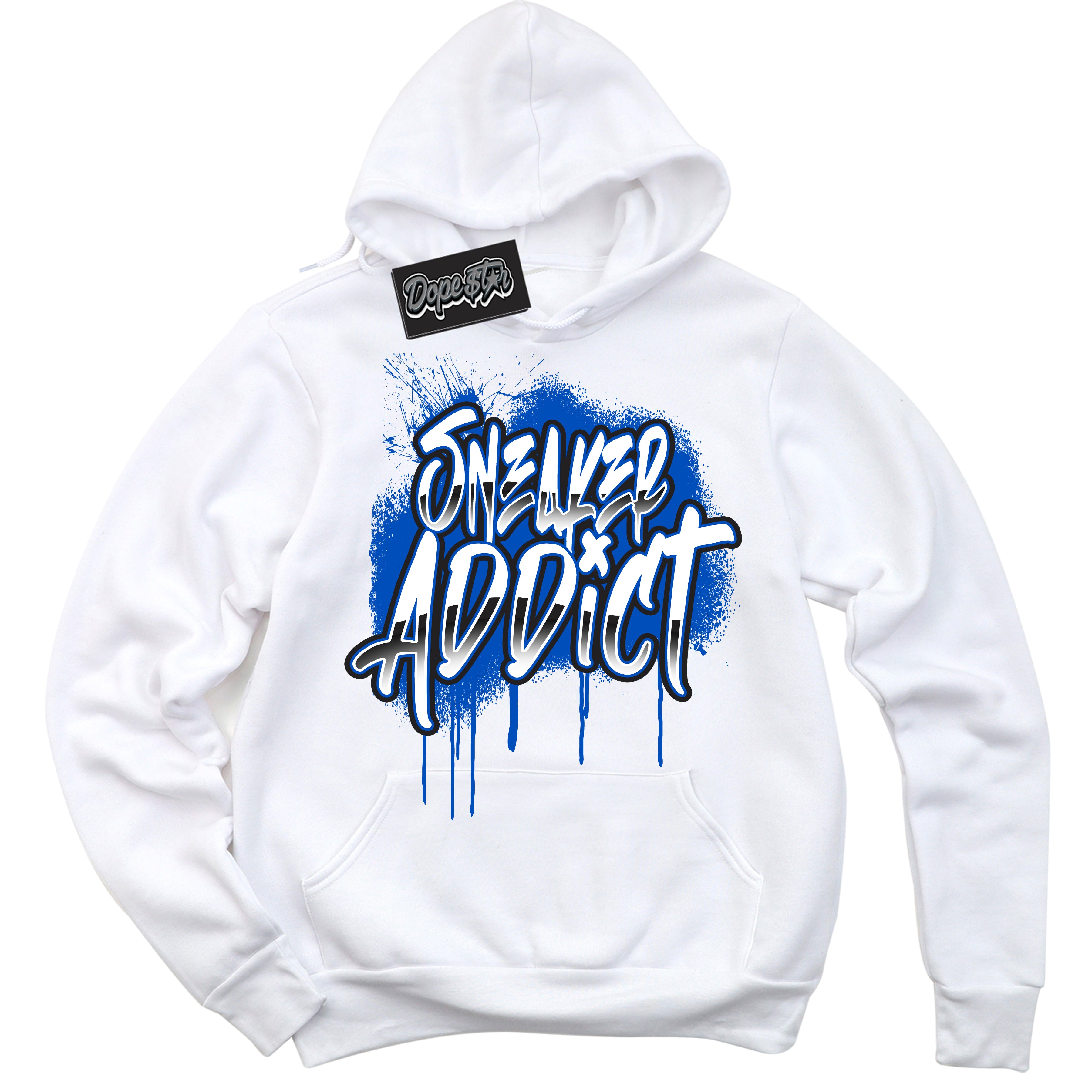 Cool White Hoodie with “ Sneaker Addict ” design that Perfectly Matches Quai 54 1s Sneakers.