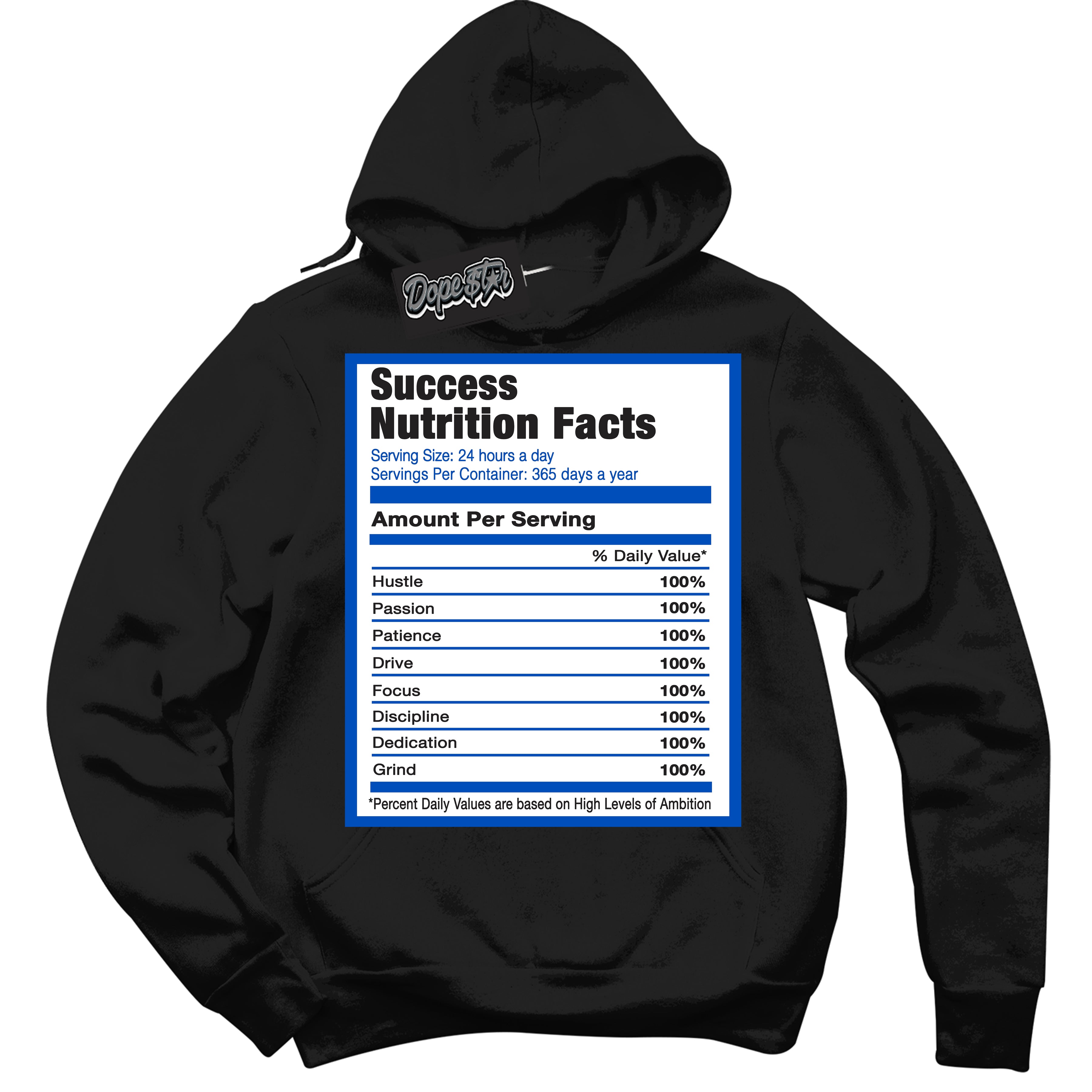 Cool Black Hoodie with “ Success Nutrition ” design that Perfectly Matches Quai 54 1s Sneakers.