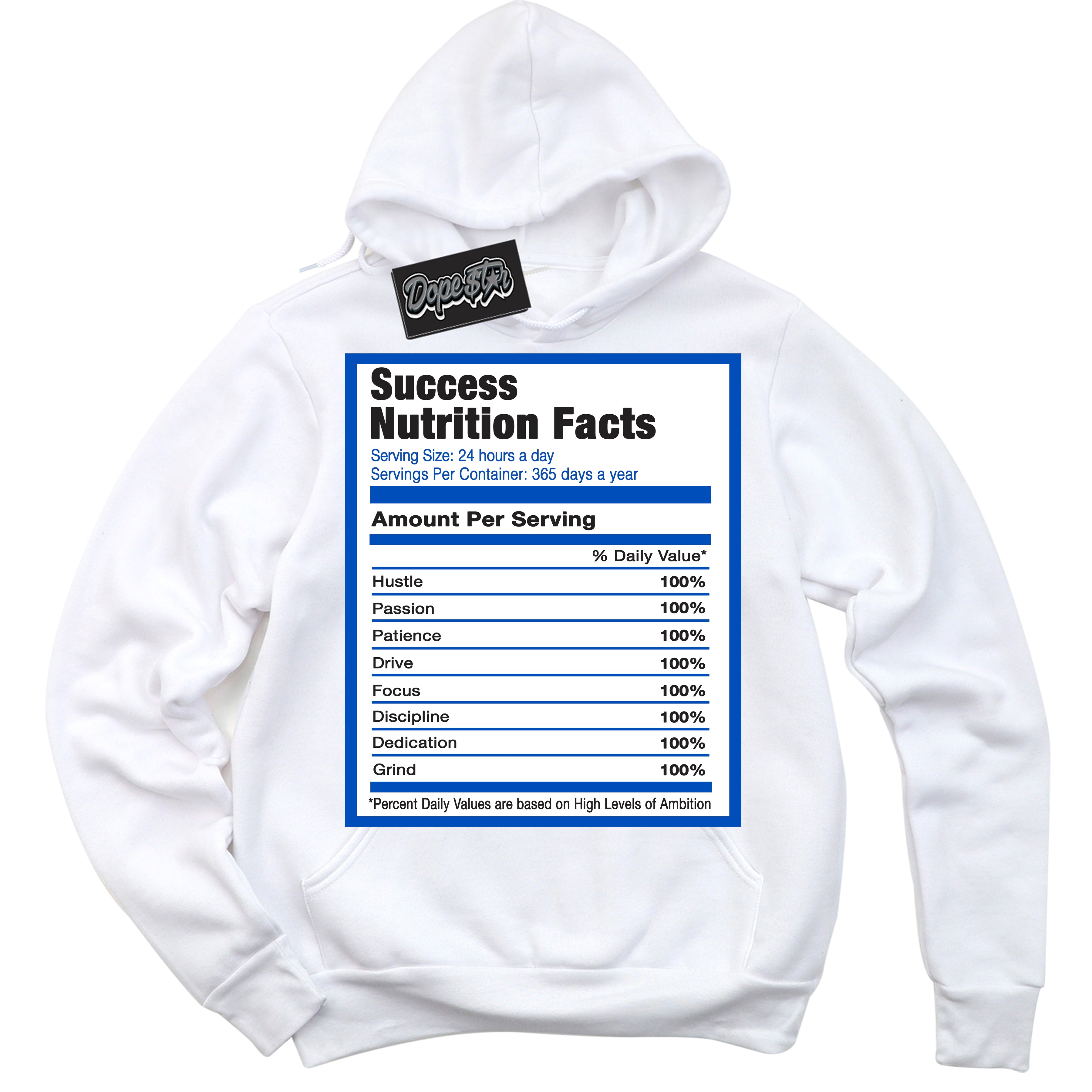 Cool White Hoodie with “ Success Nutrition ” design that Perfectly Matches Quai 54 1s Sneakers.