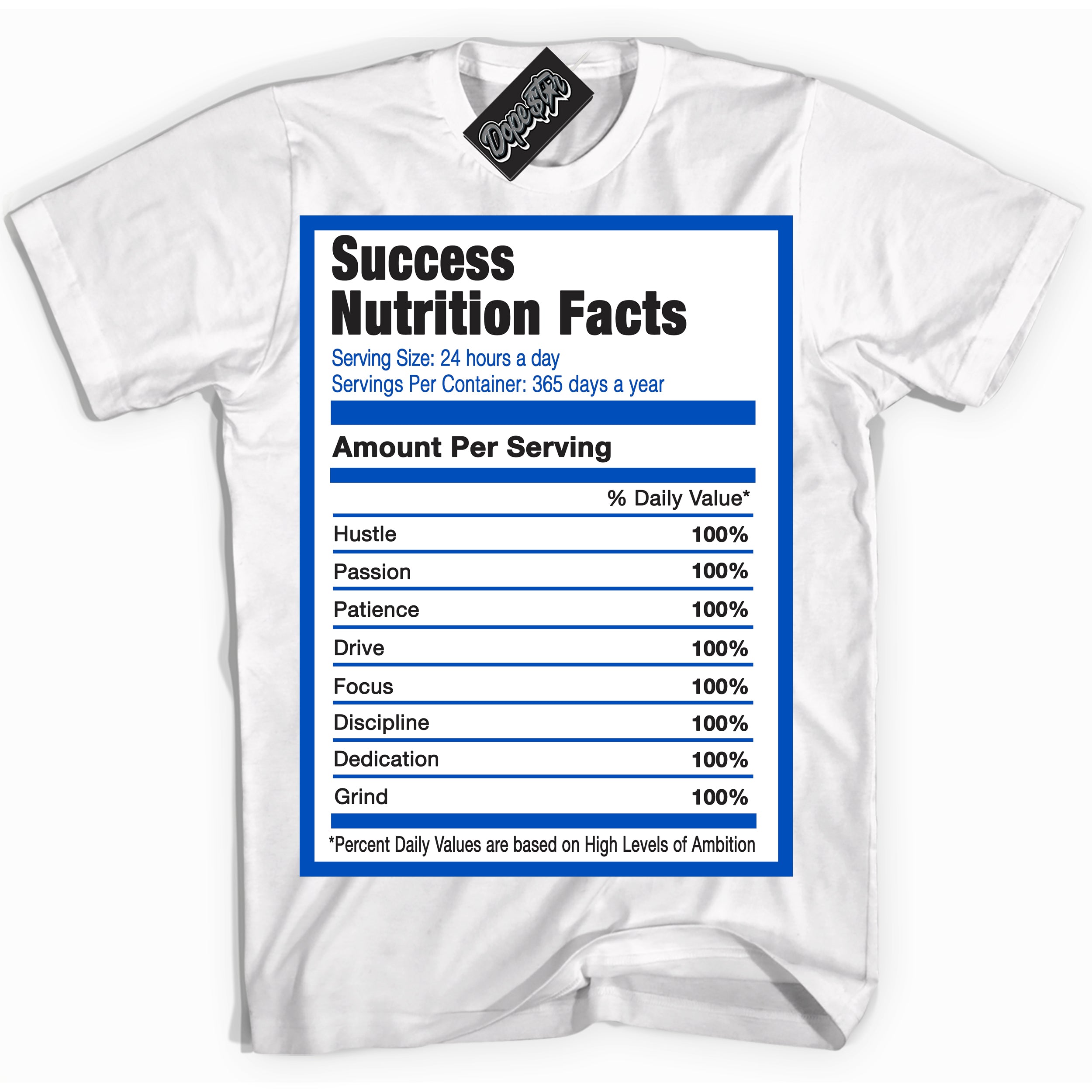 Cool White Shirt with “ Success Nutrition” design that perfectly matches Quai 54 1s Sneakers.