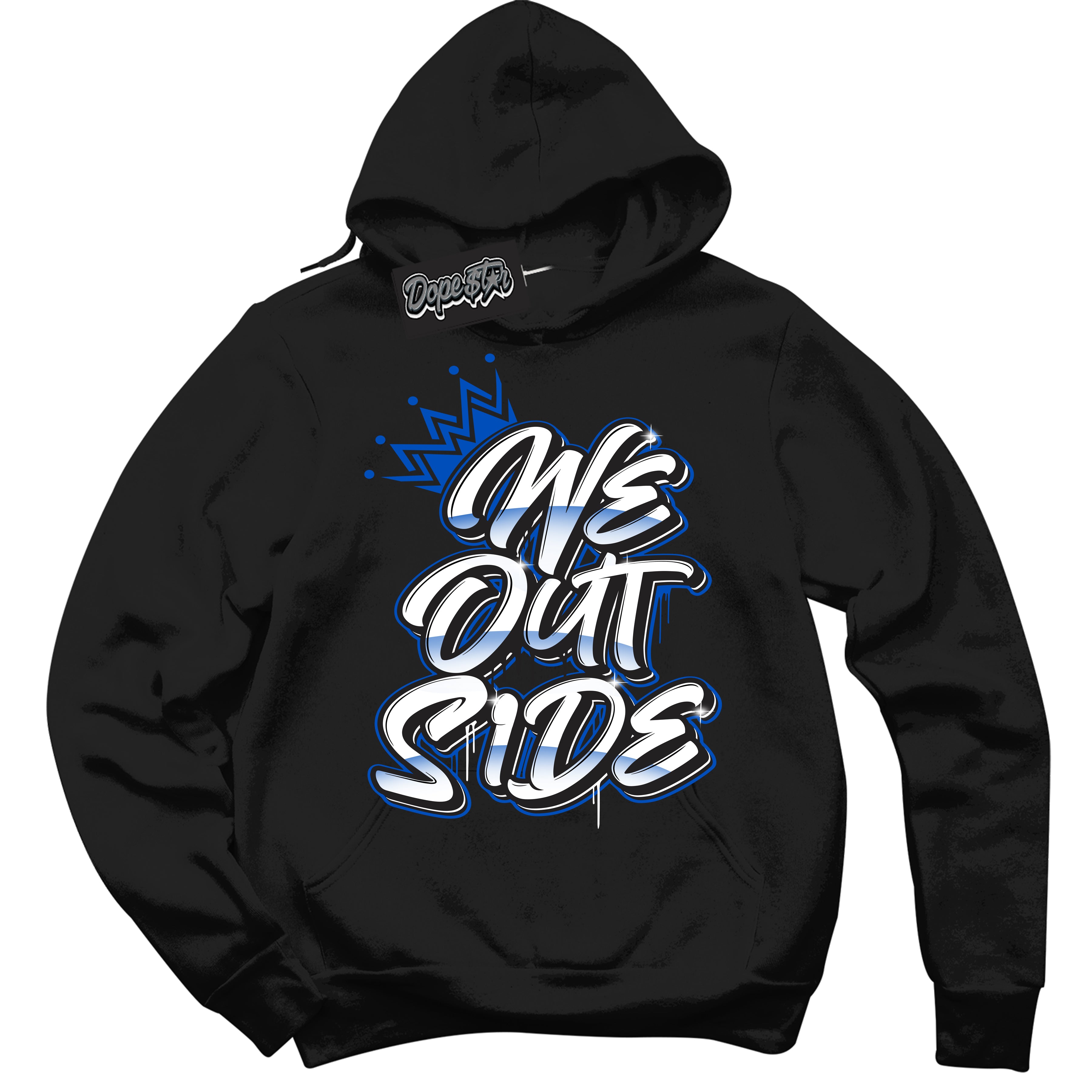 Cool Black Hoodie with “ We Outside ” design that Perfectly Matches Quai 54 1s Sneakers.