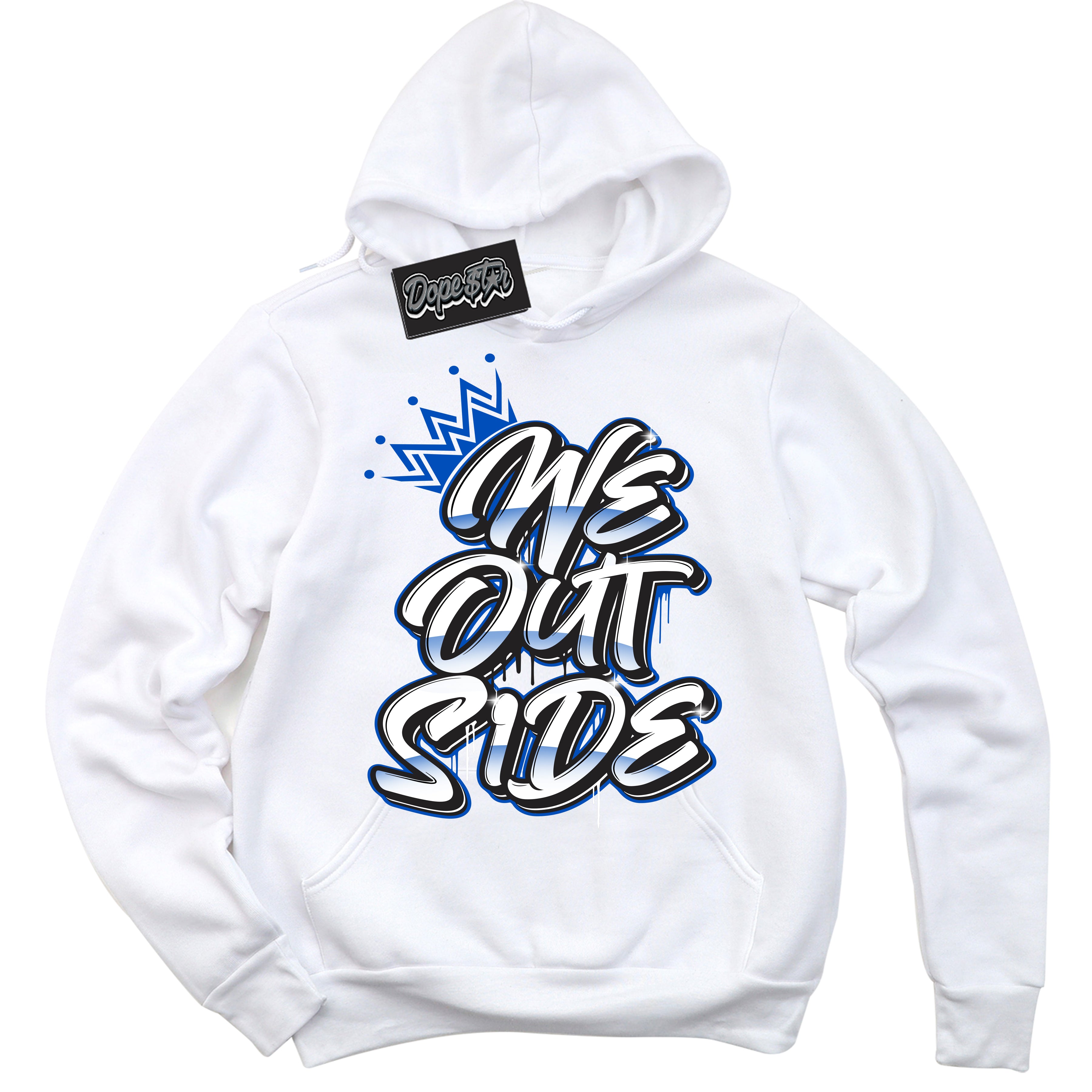 Cool White Hoodie with “ We Outside ” design that Perfectly Matches Quai 54 1s Sneakers.
